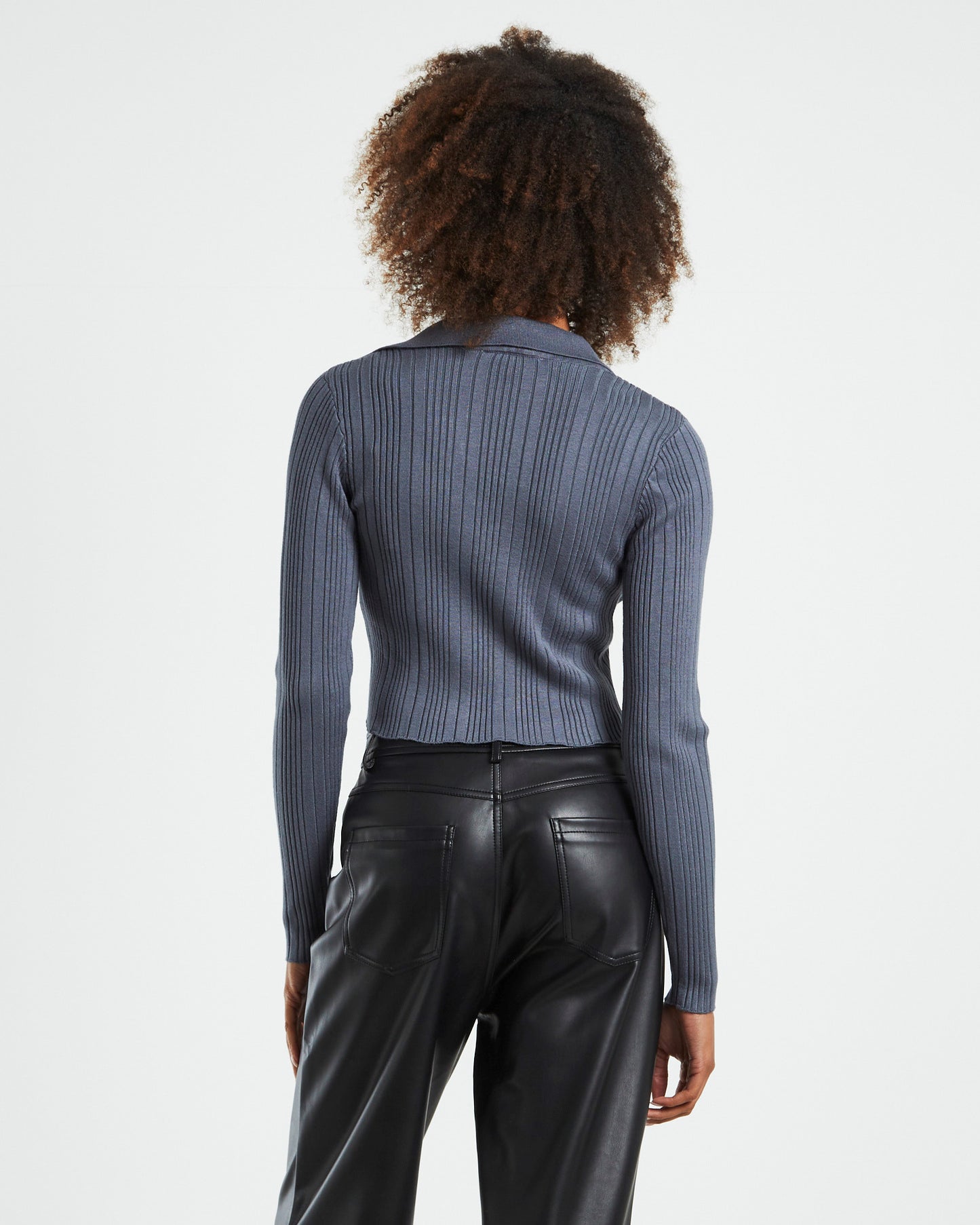 Willow Hook Front Knit Long Sleeve Top Slate Gray