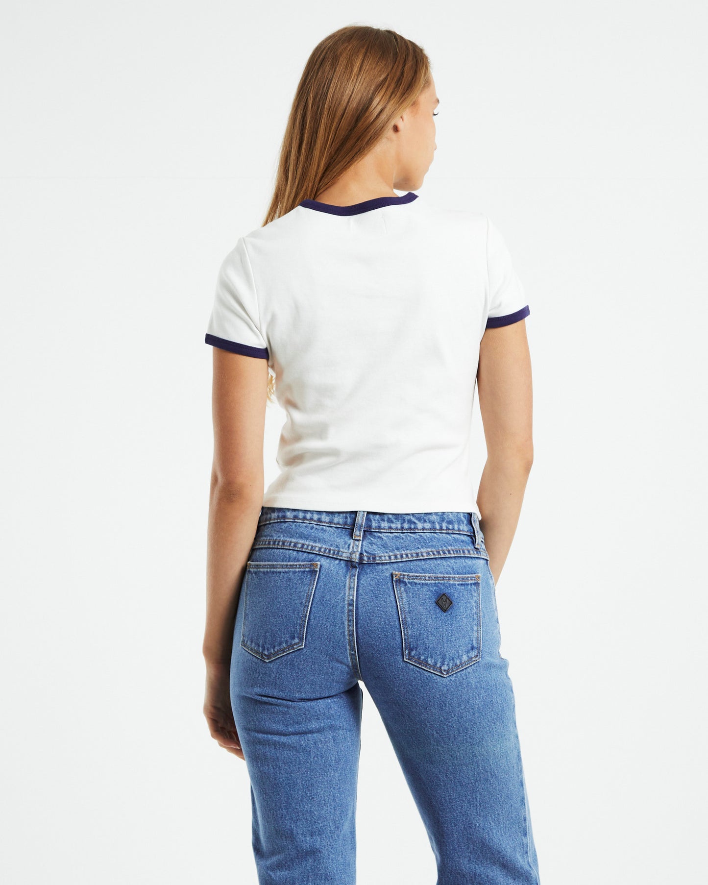 90's Ringer Short Sleeve Tee White/Navy