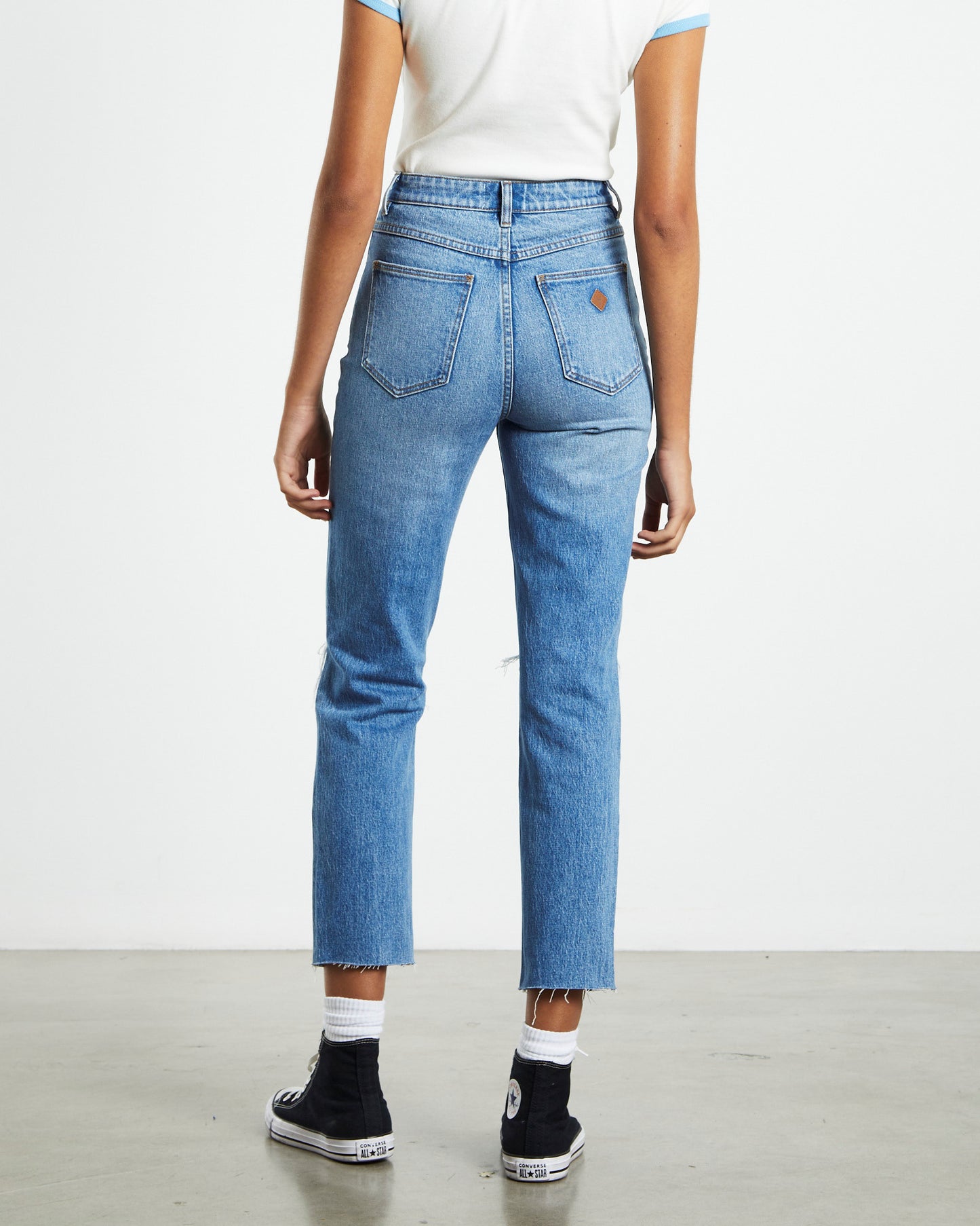 A 94 High Rise Slim Leg Ripped Jeans Mila Organic Blue
