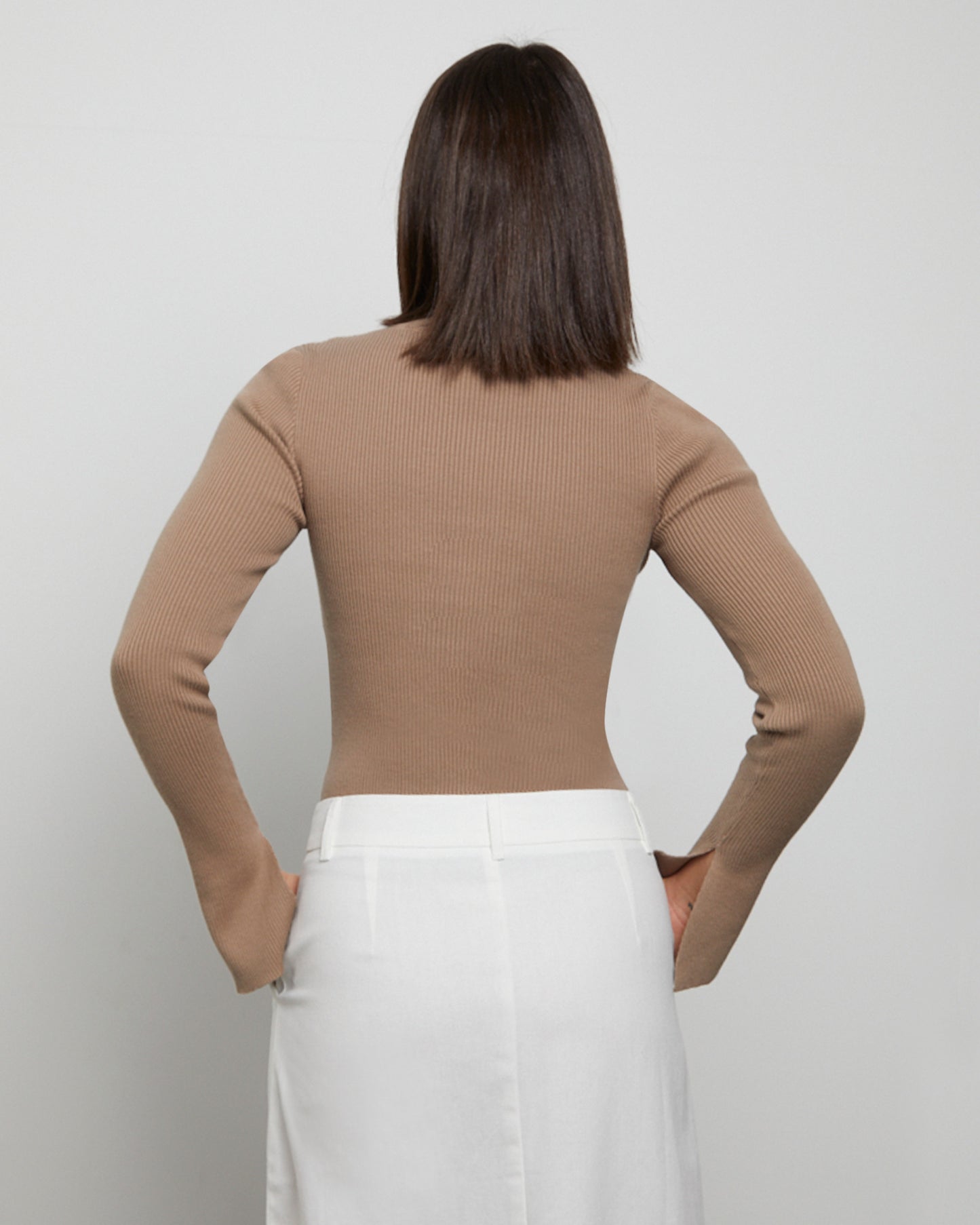 Luxe Knitted Long Sleeve Top in Cocoa Brown