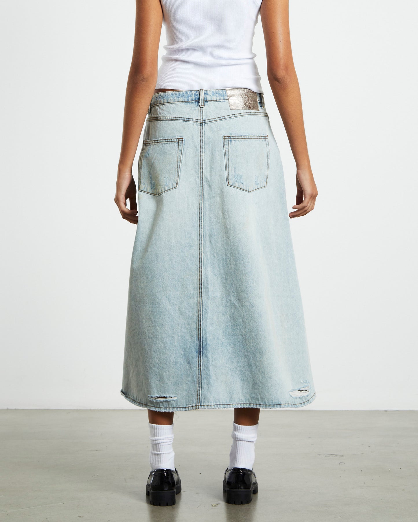 Kansas Carter Long Denim Skirt Blue Mrs