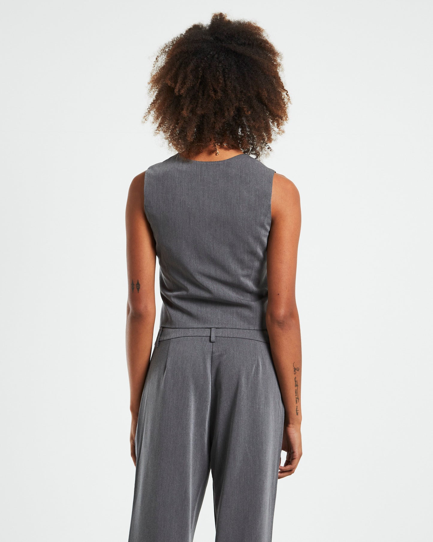 Mandy Longline Tailored Vest Grey