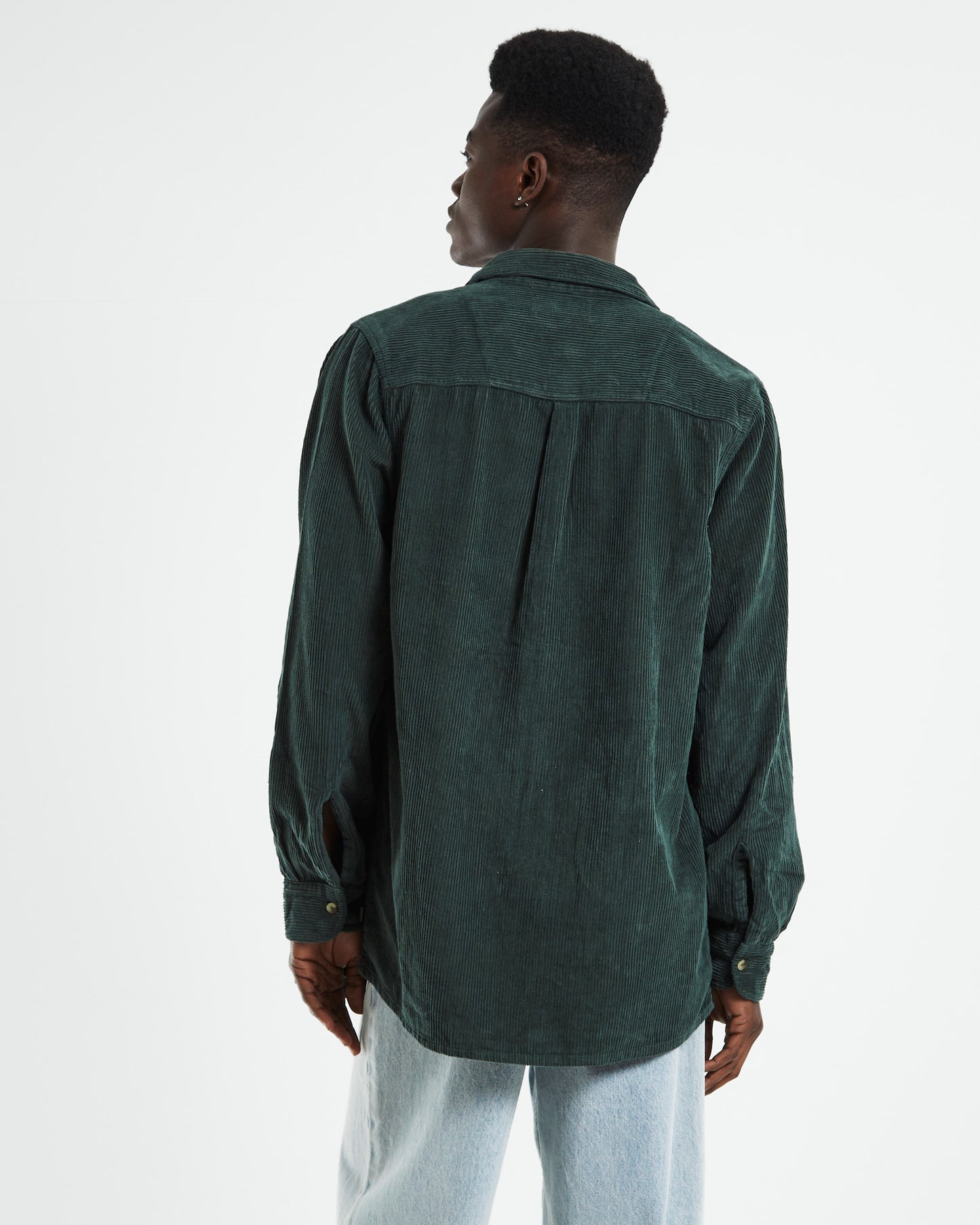 Men At Work Fat Cord Long Sleeve Shirt Deep Green