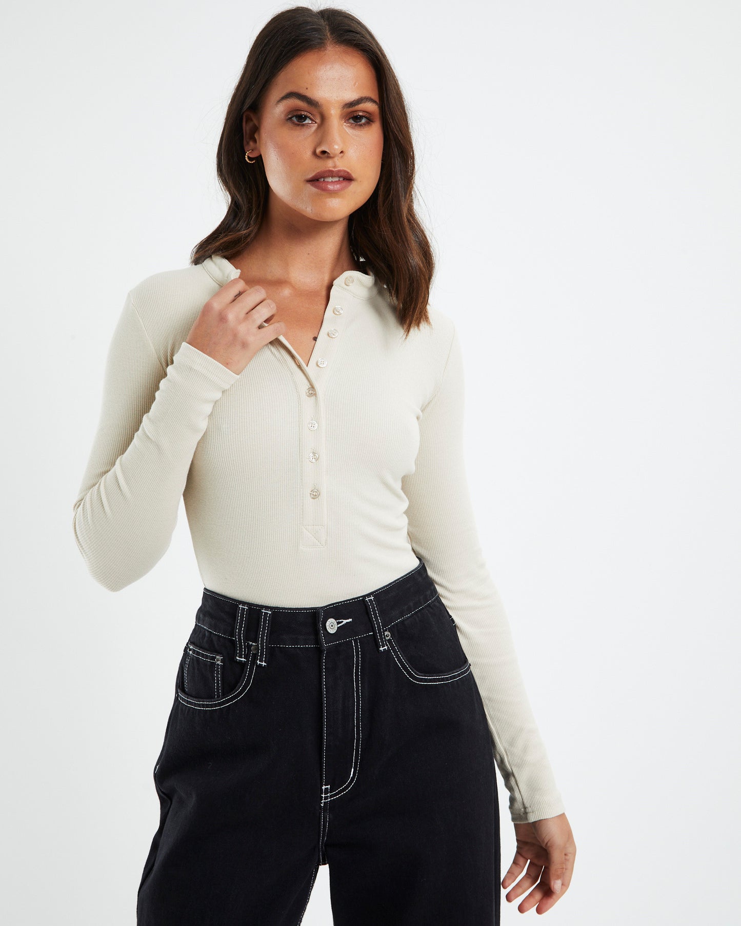 Button Front Long Sleeve Bodysuit