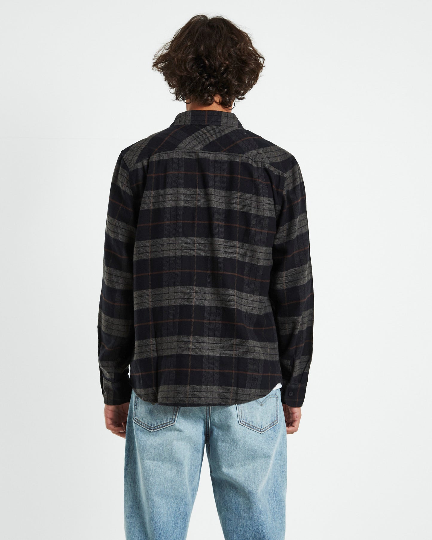 Bowery Long Sleeve Flannel Shirt Charcoal Black