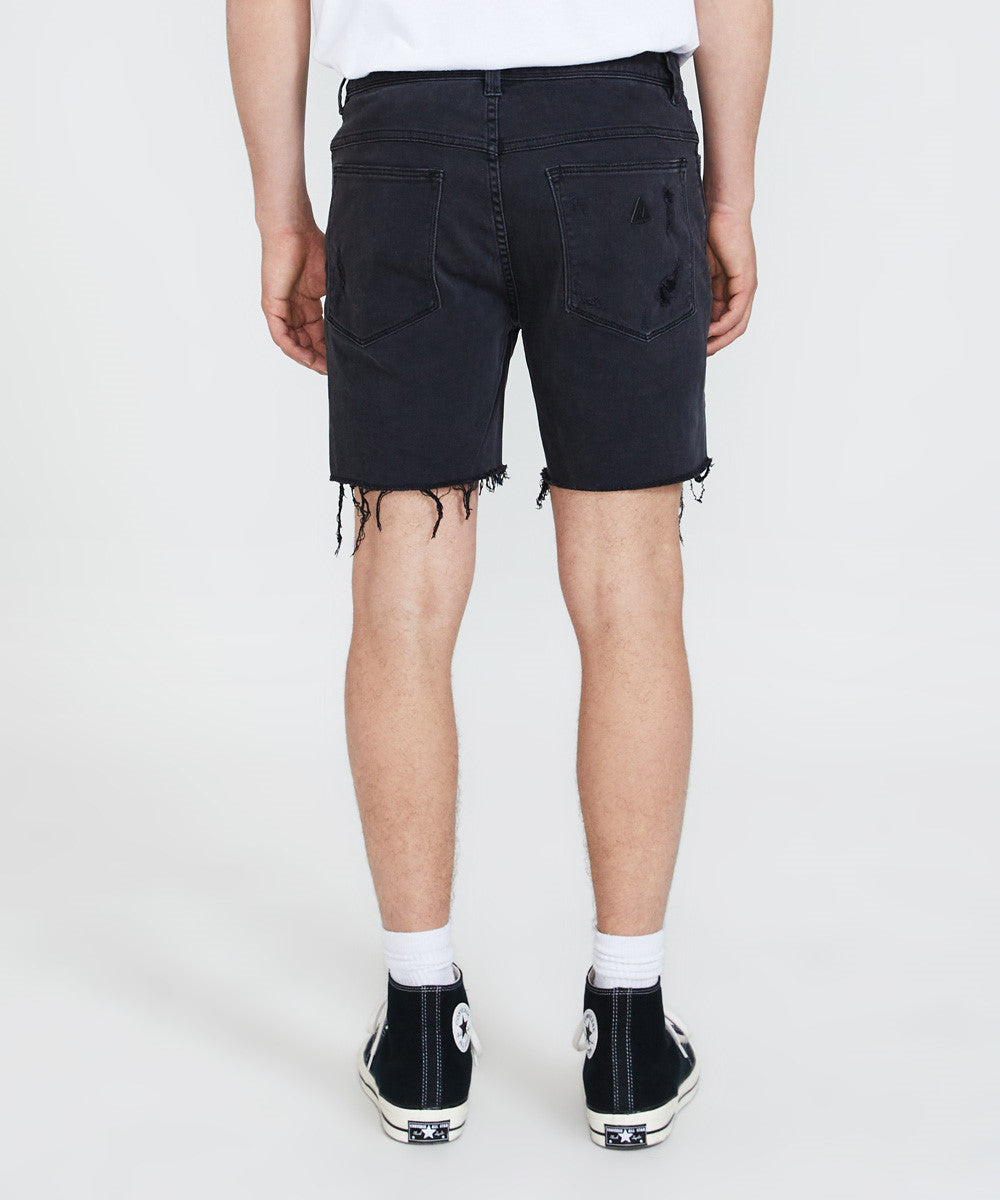 A Cropped Slim Denim Shorts DENIM