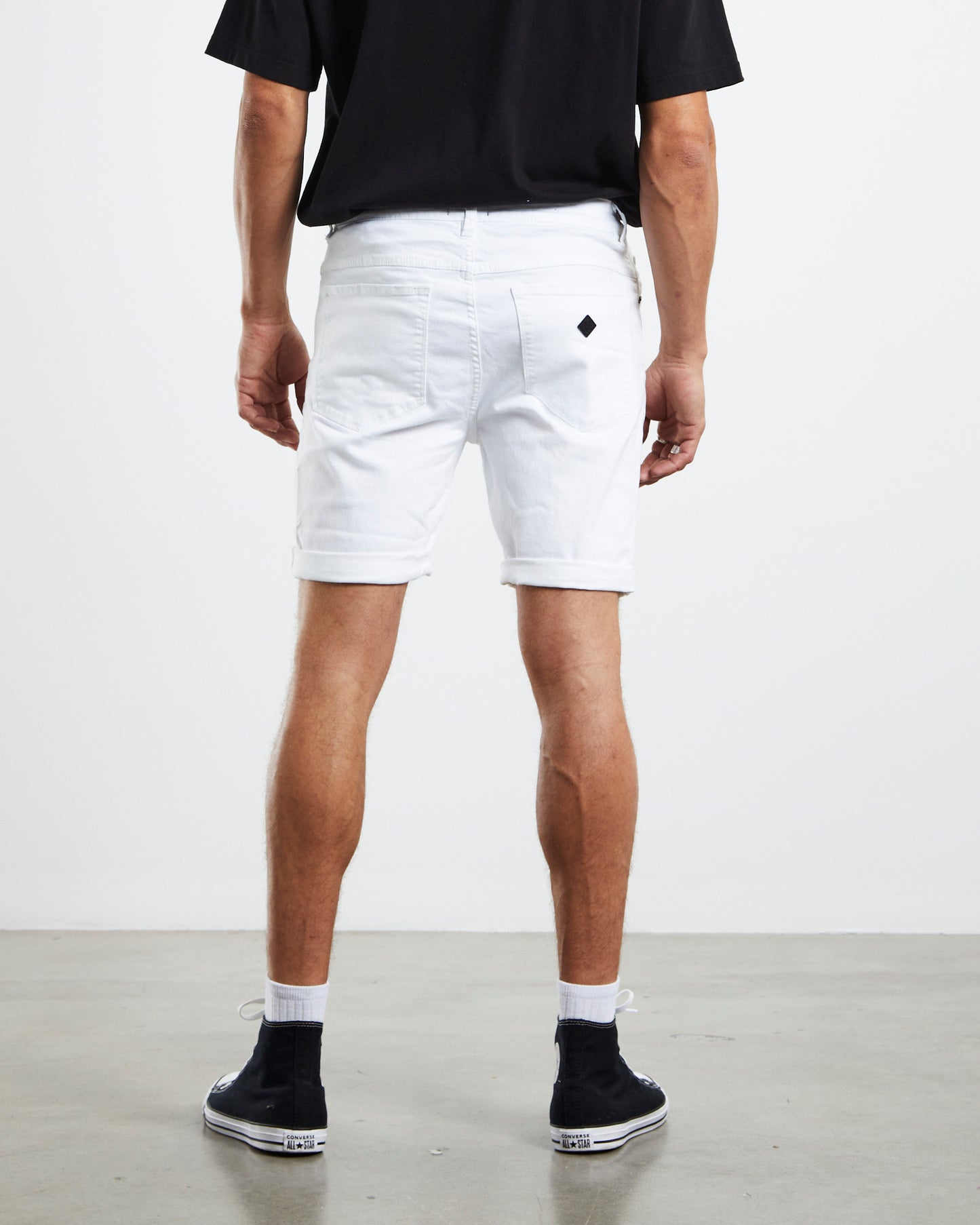 A Dropped Skinny Denim Shorts Rouge White