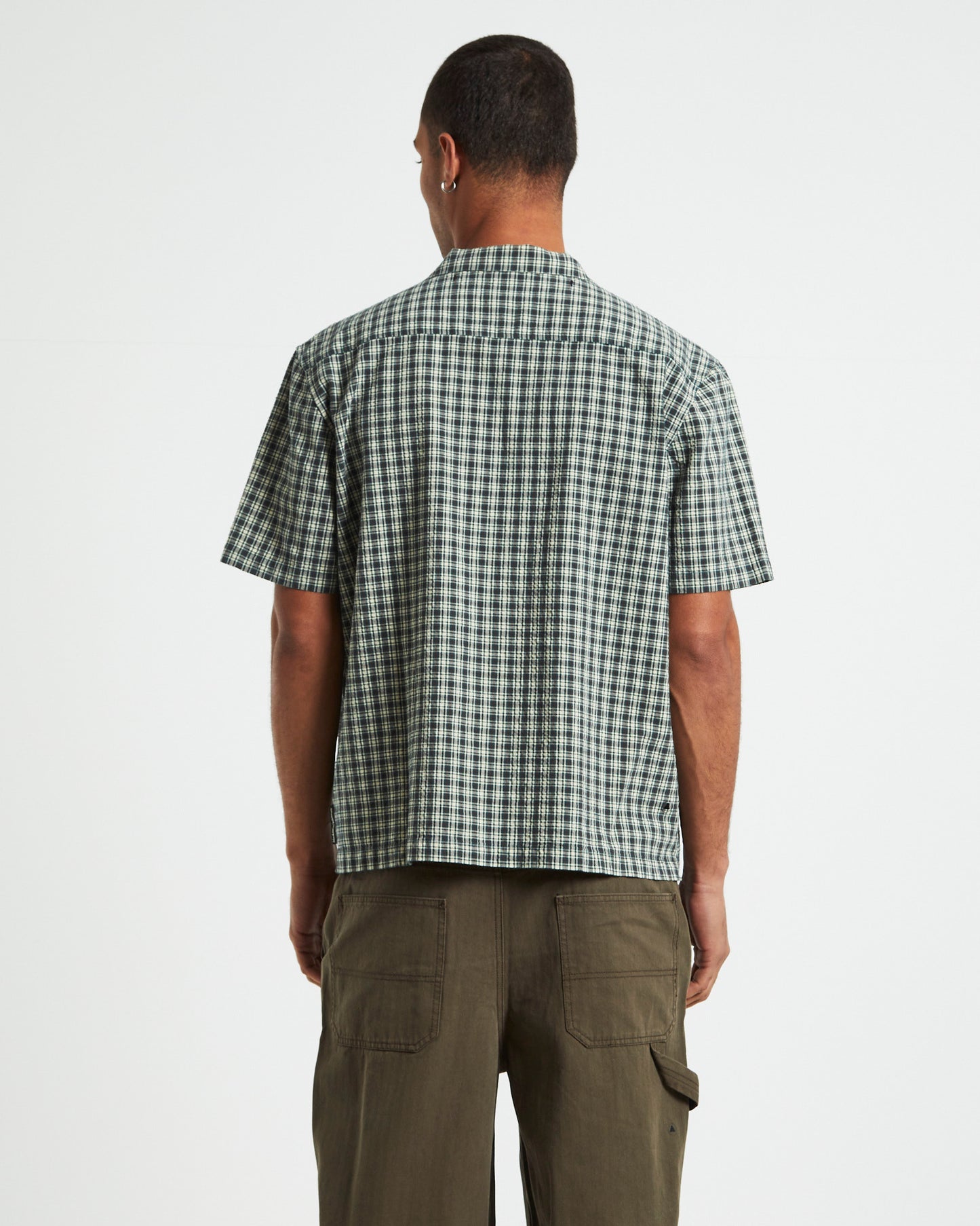 Aura Check Short Sleeve Shirt Grey