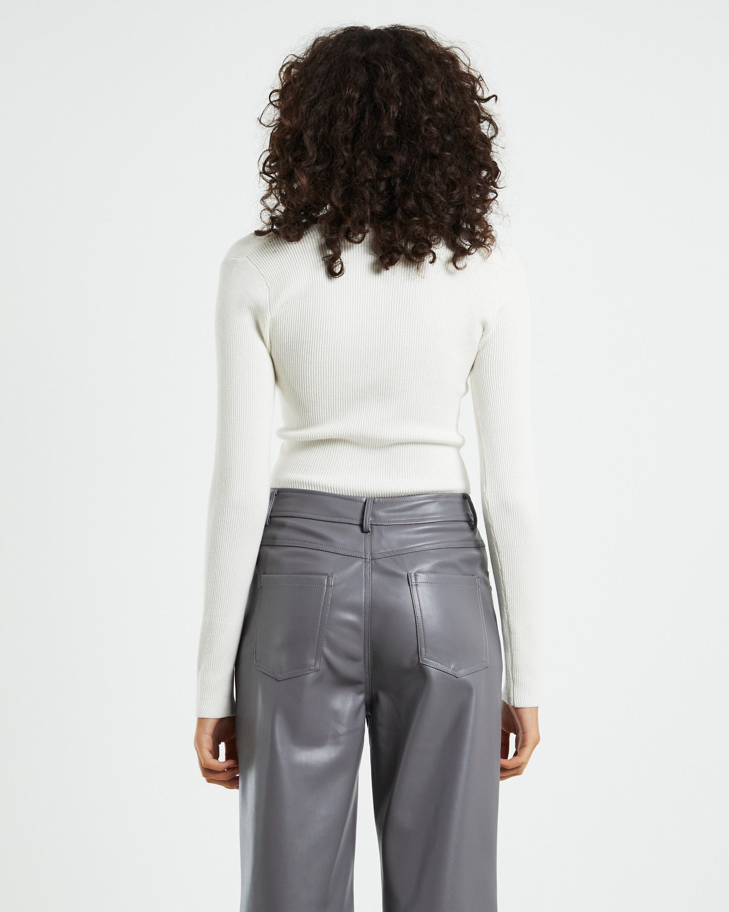 Indy Asymmetric Cut Out Long Sleeve Knit Top  White