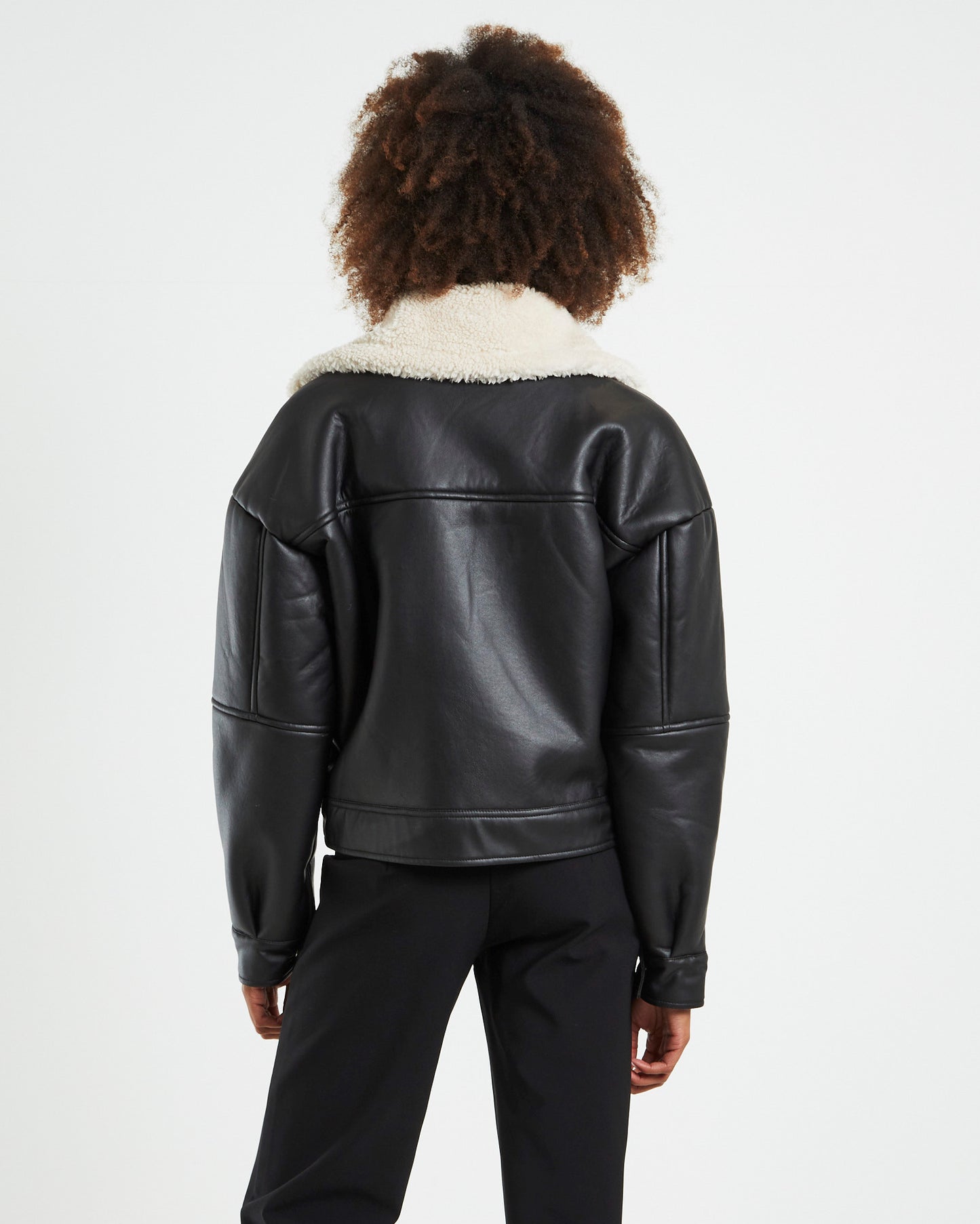Benny Shearling Biker Jacket Black