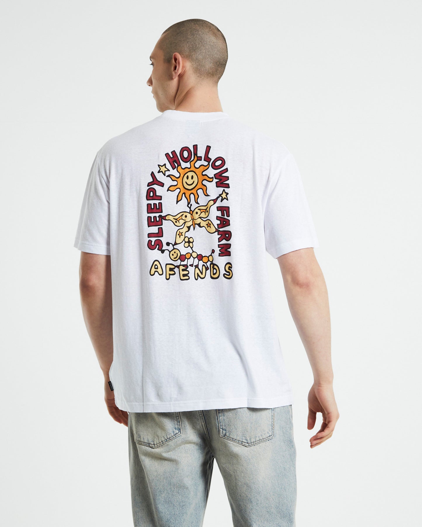 Caterpillar Hemp Retro Short Sleeve T-Shirt White