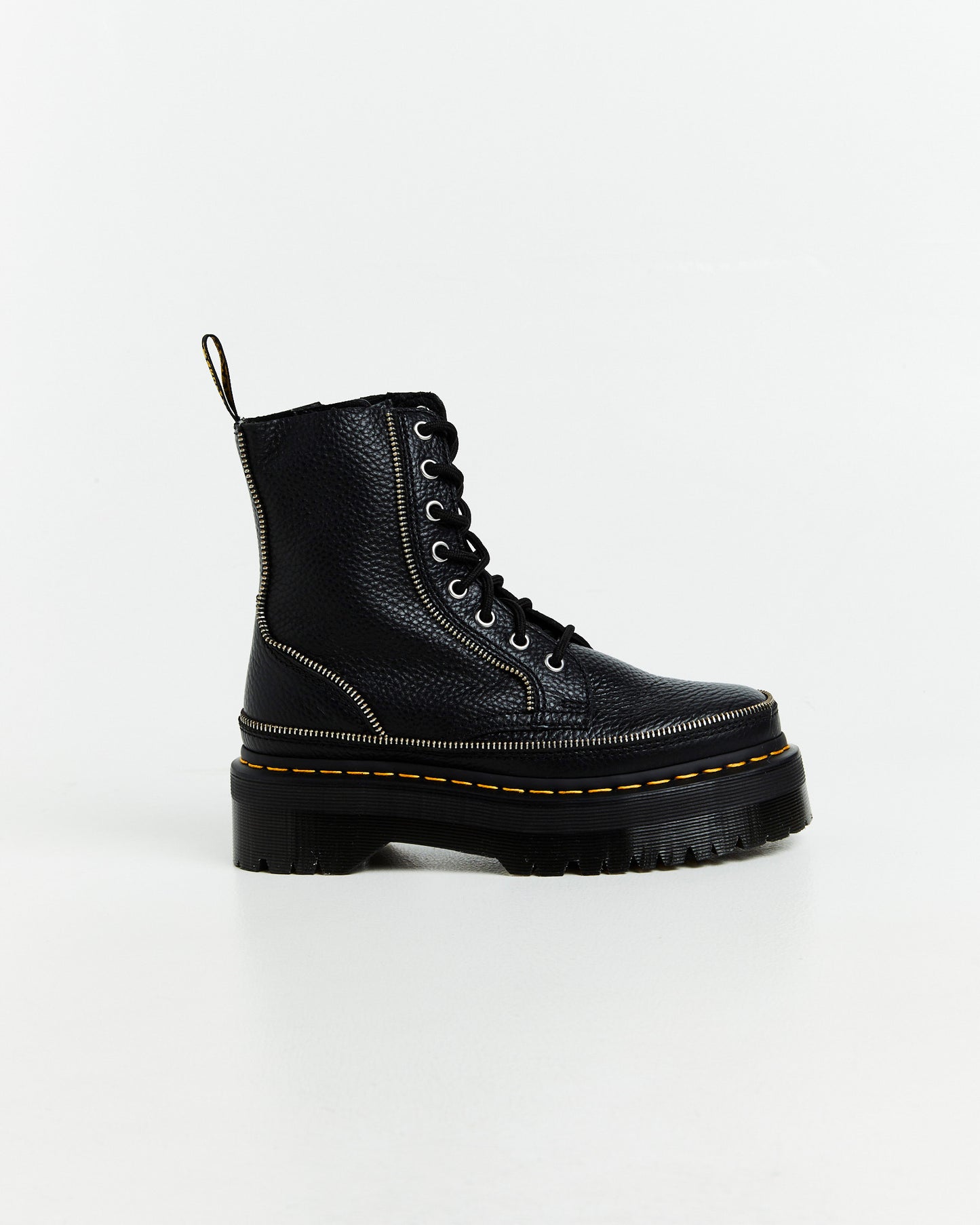 Jadon Zip 8 Eye Milled Nappa Boots Black