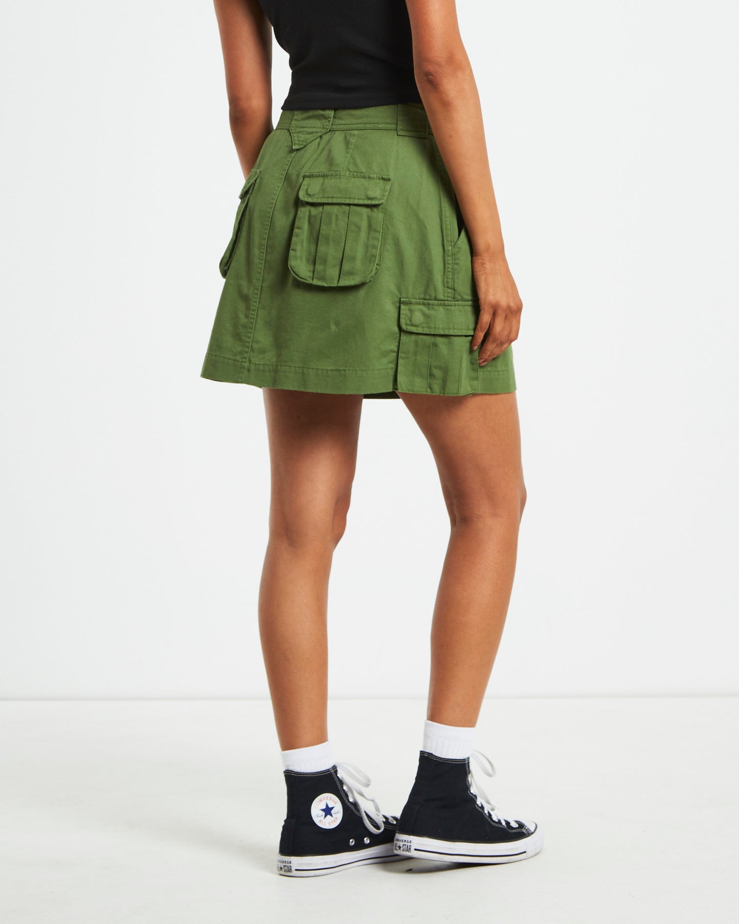 Water Pipe Cargo Mini Skirt in Khaki