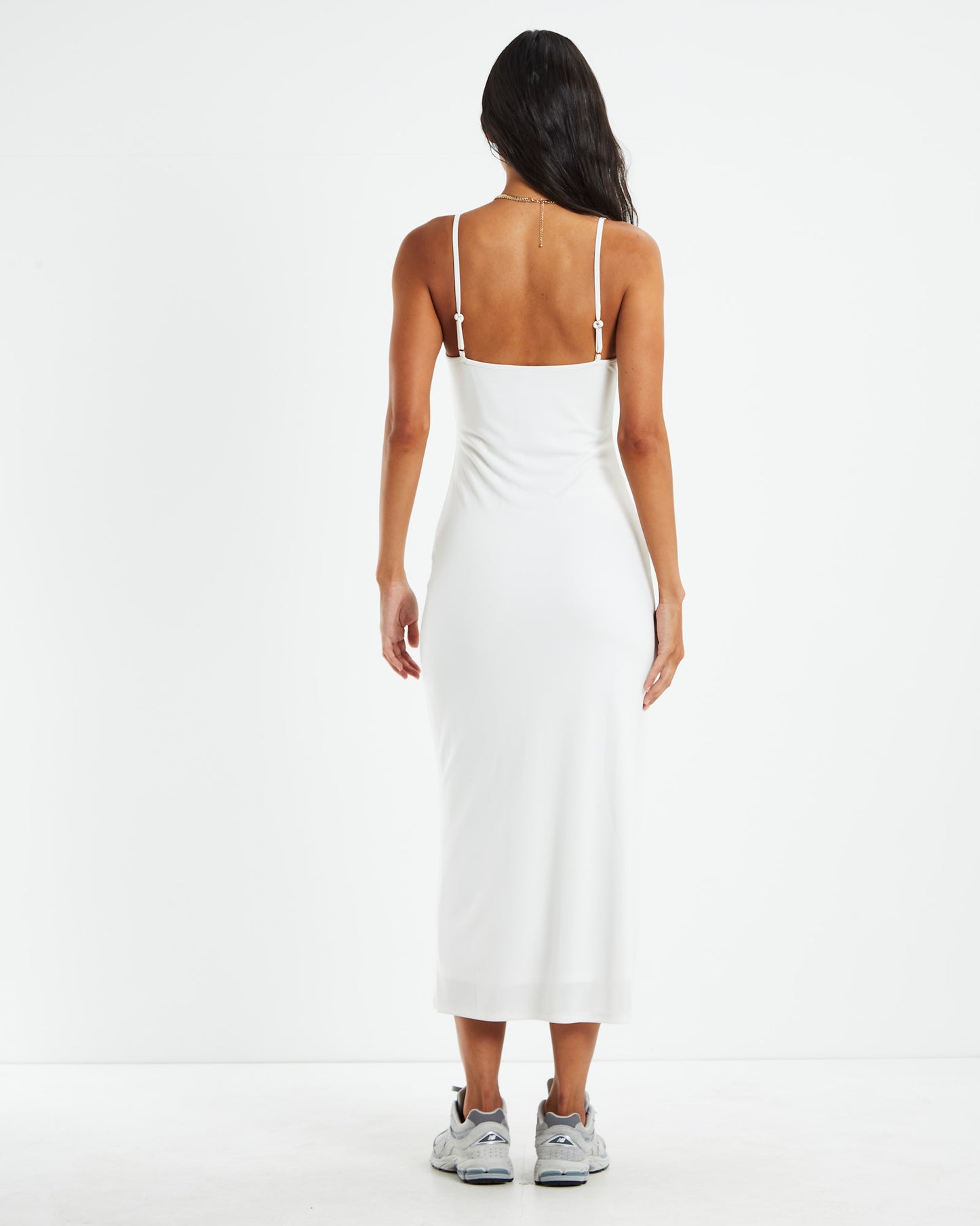 Marissa Slinky Keyhole Dress Off White