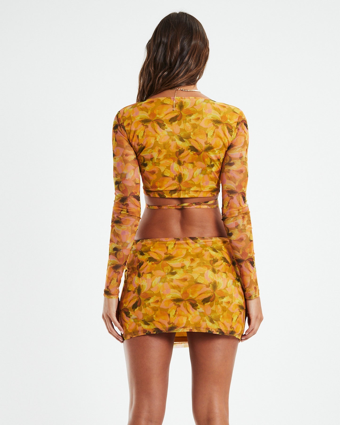 Cartia Mesh Wrap Top Orange
