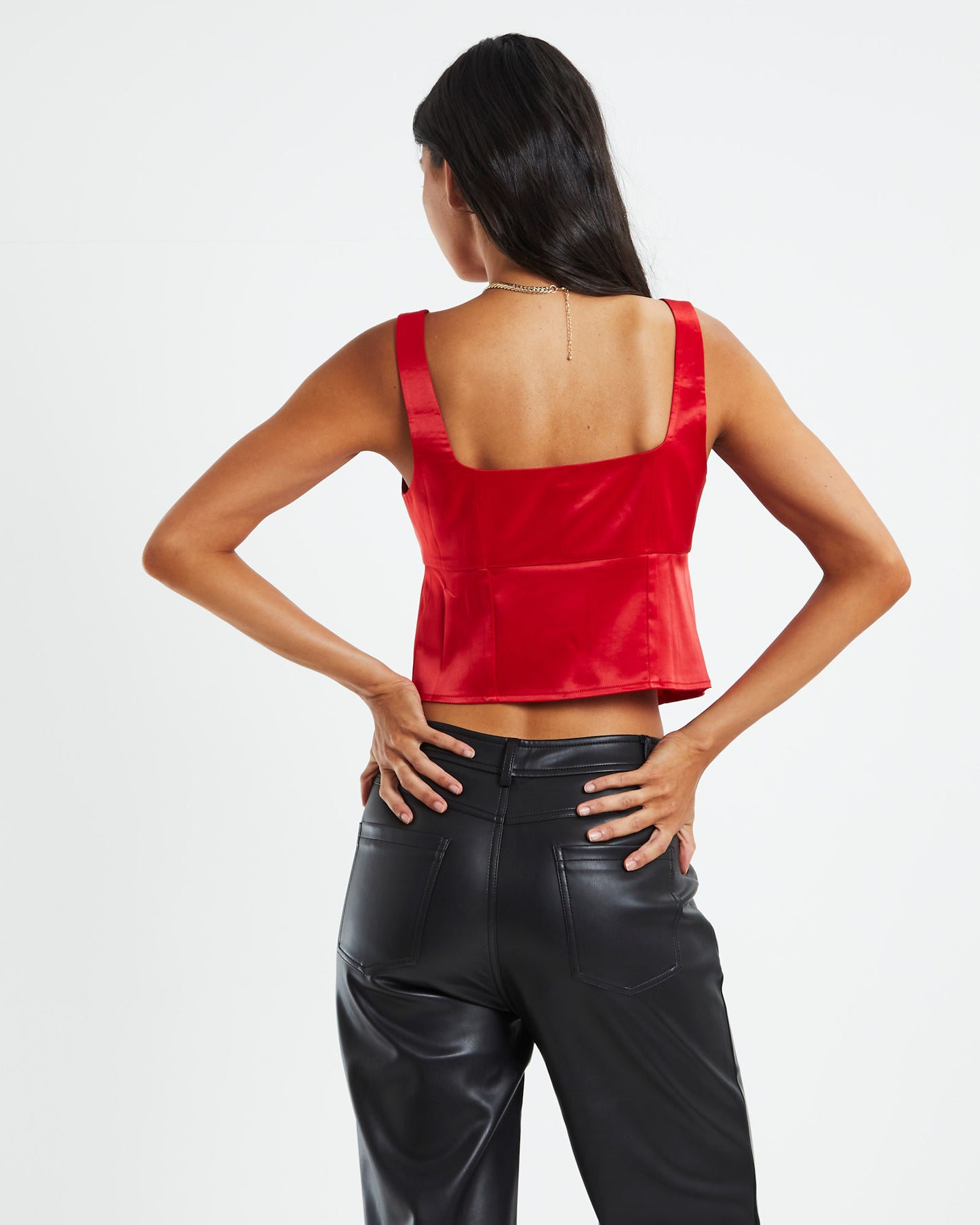 Stella Silky Corset Top Red