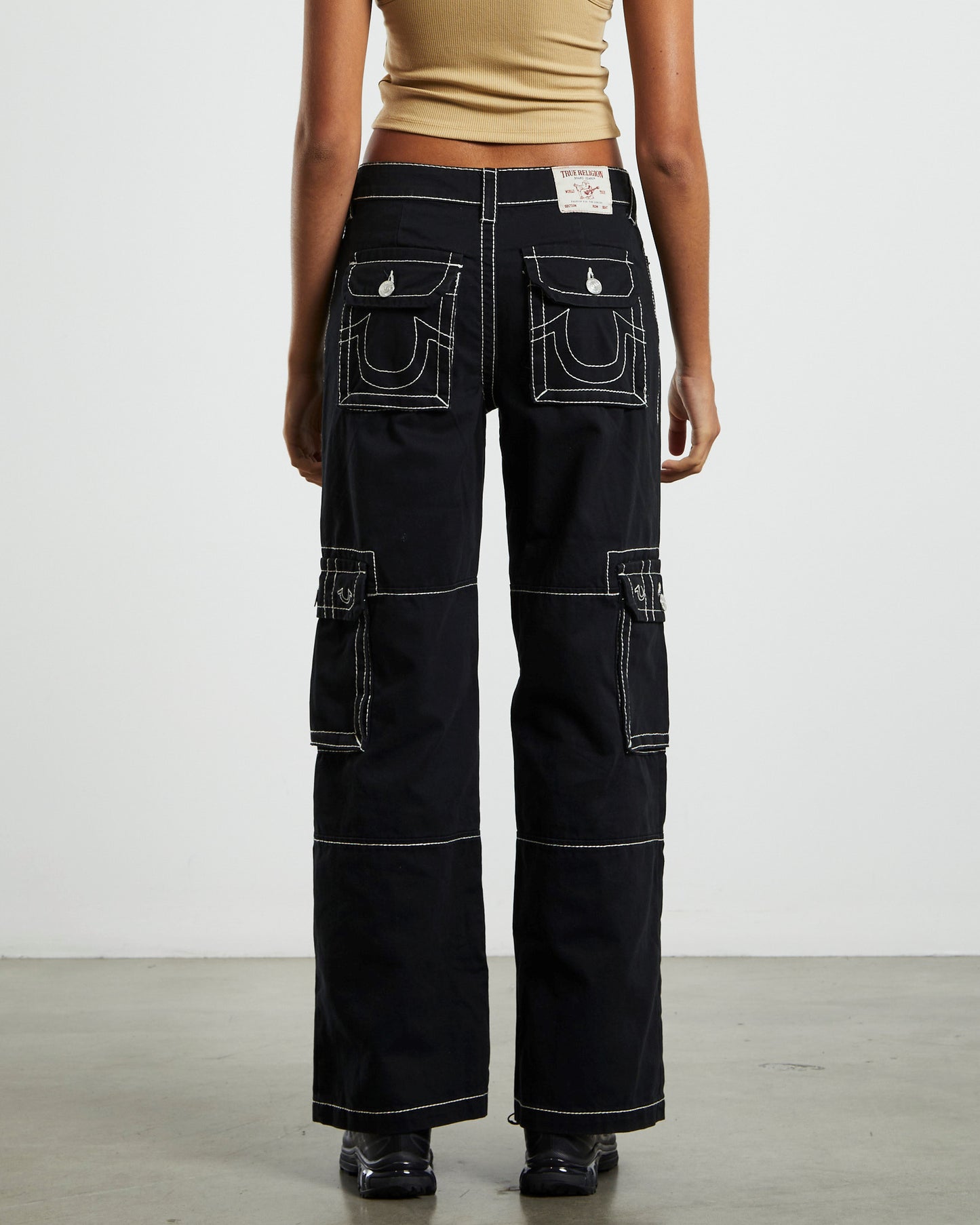 Low Slung Baggy Cargo Pants Big T Black