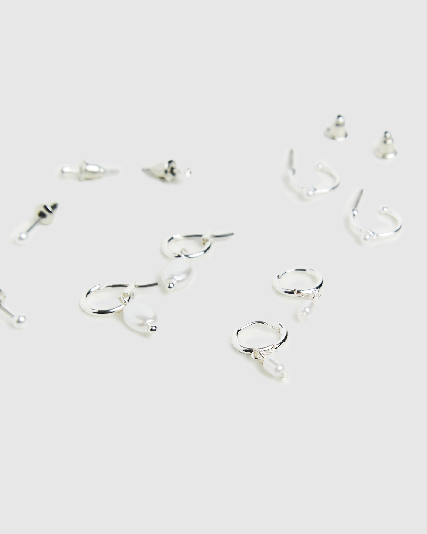 Frankie Pearl Earrings Pack Silver