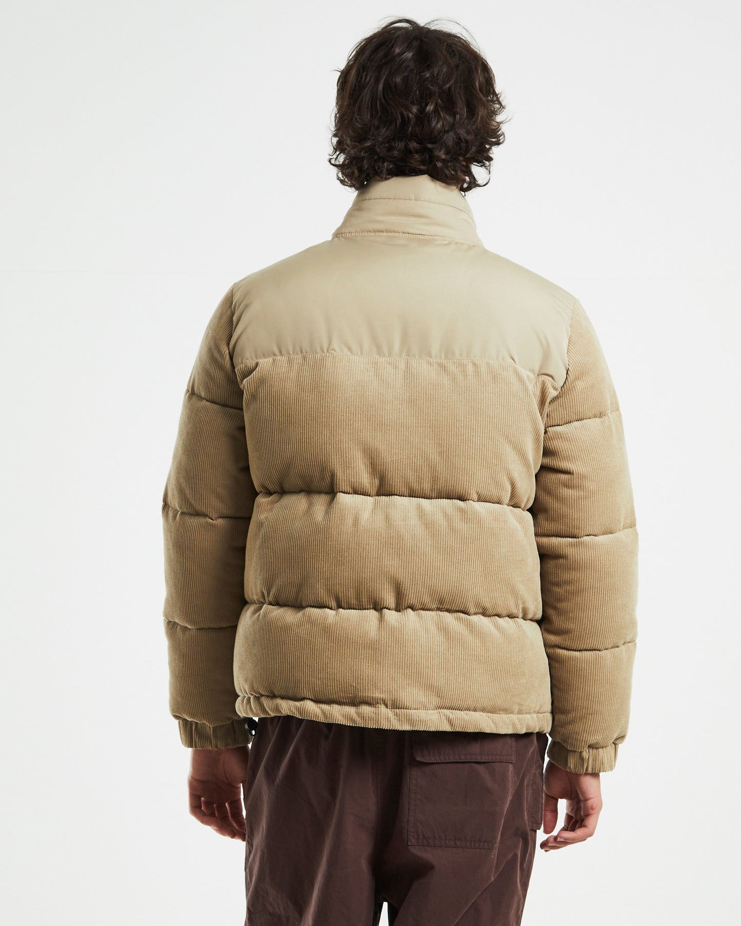 Panel Cord Puffer Jacket Sand
