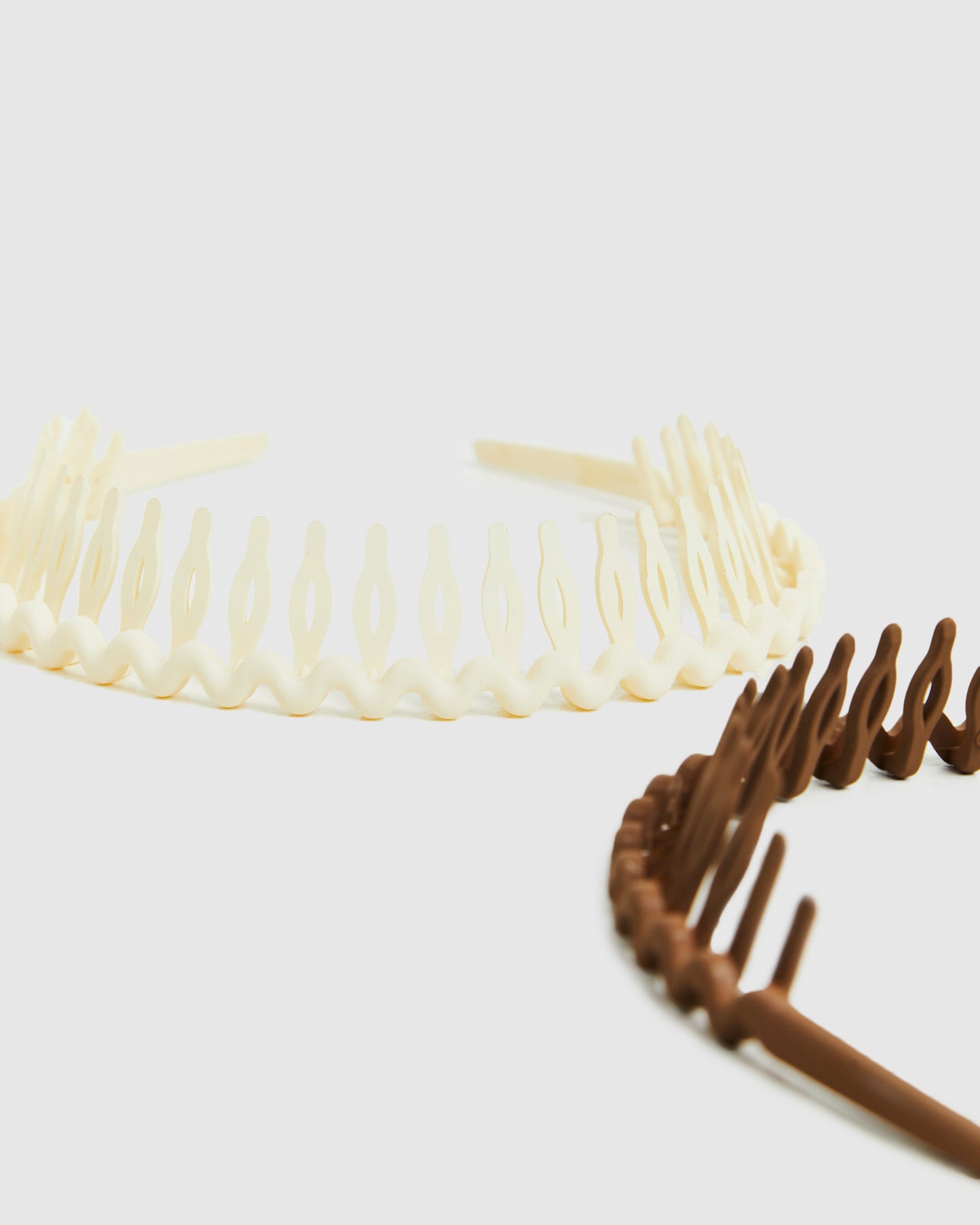 Matte Accordion Headbands 2 Pack Cream/Mocha Brown