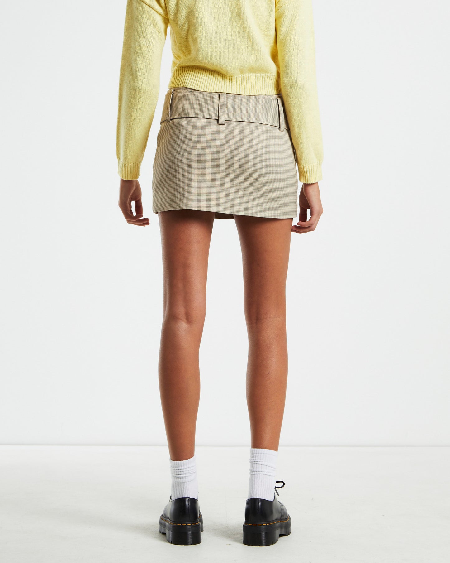 Nova Low Rise Geo Mini Skirt in Beige