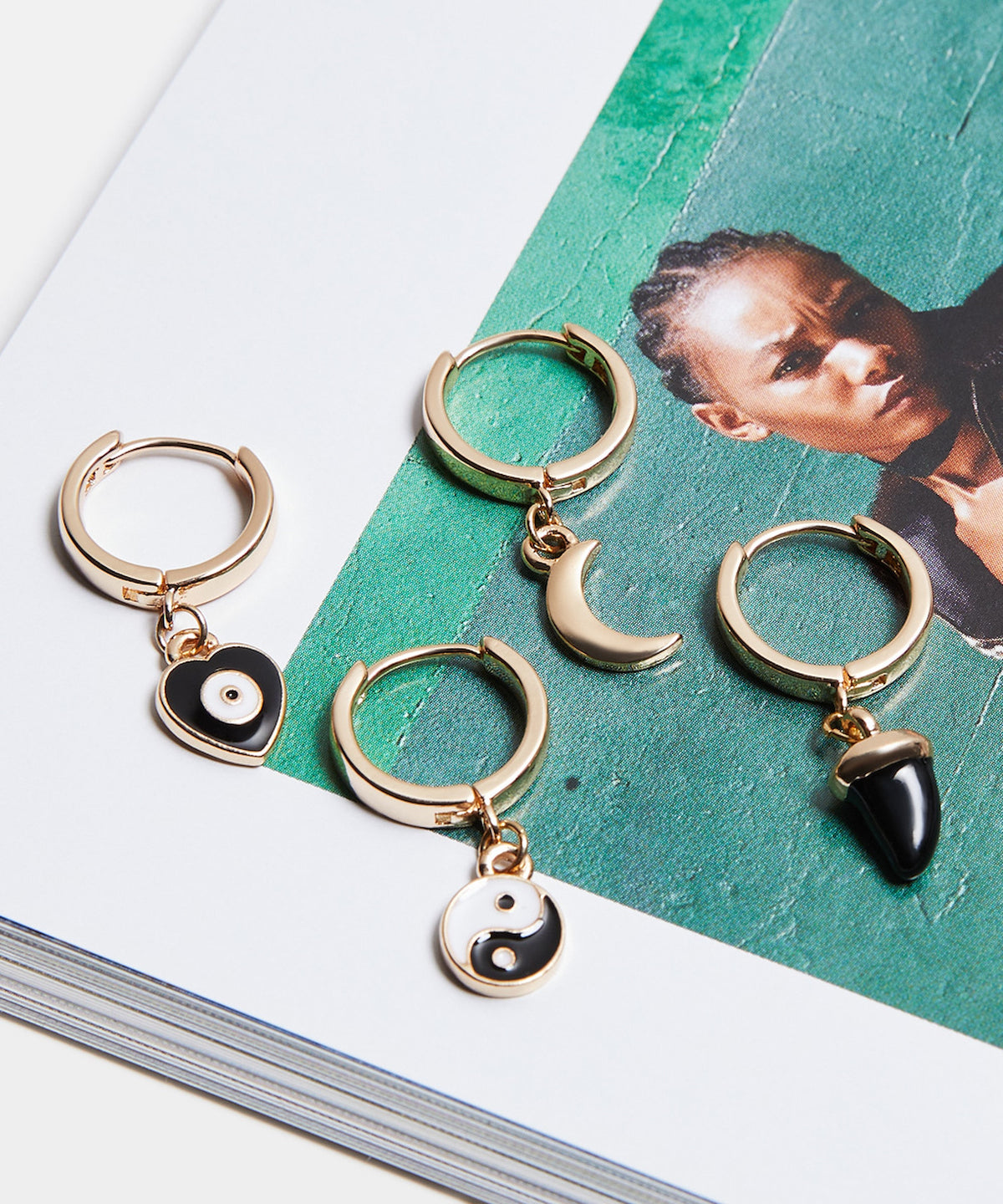 Artie Coloured Charm Earrgs GOLD
