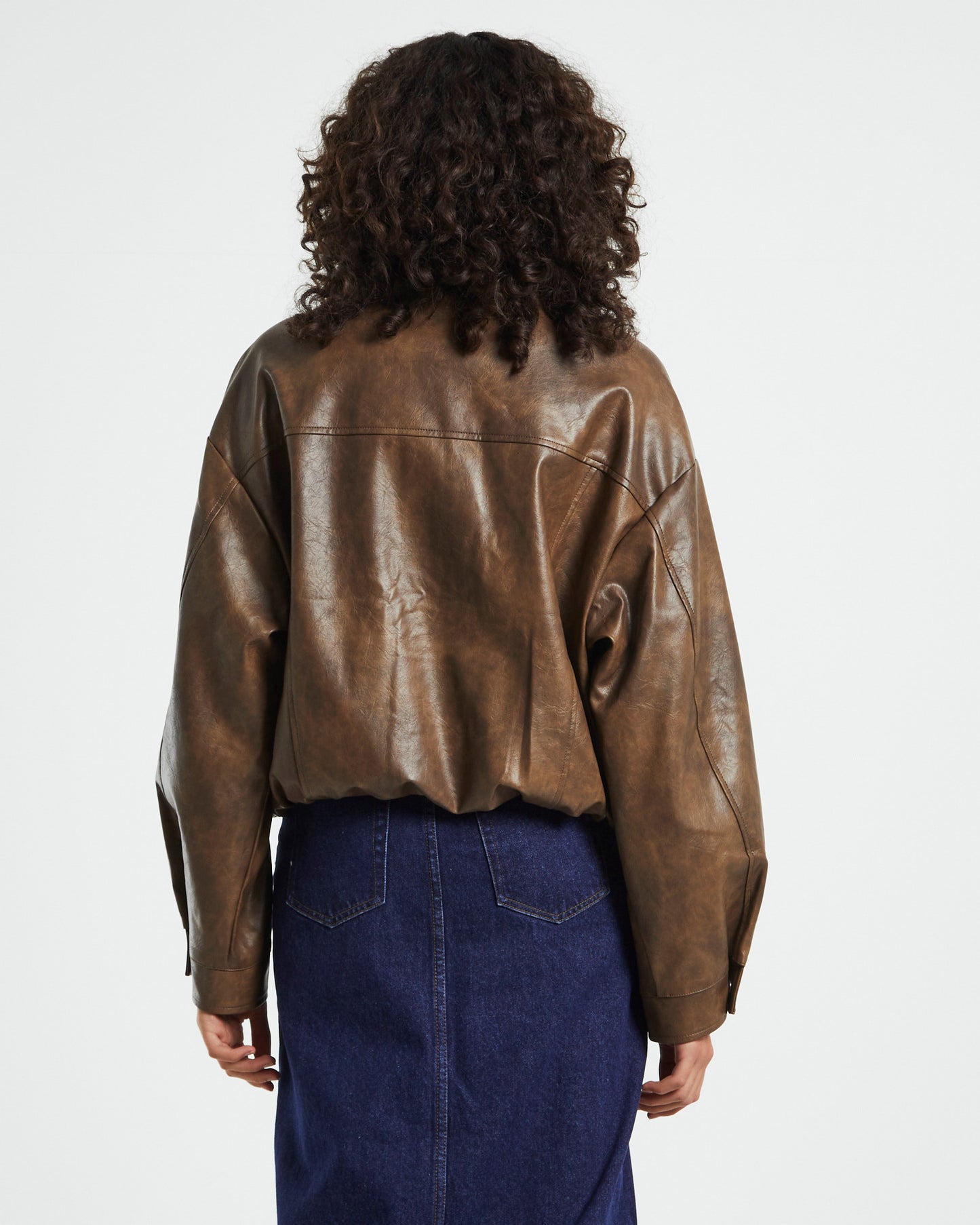 Jen Oversized Patch Pocket Jacket Brown