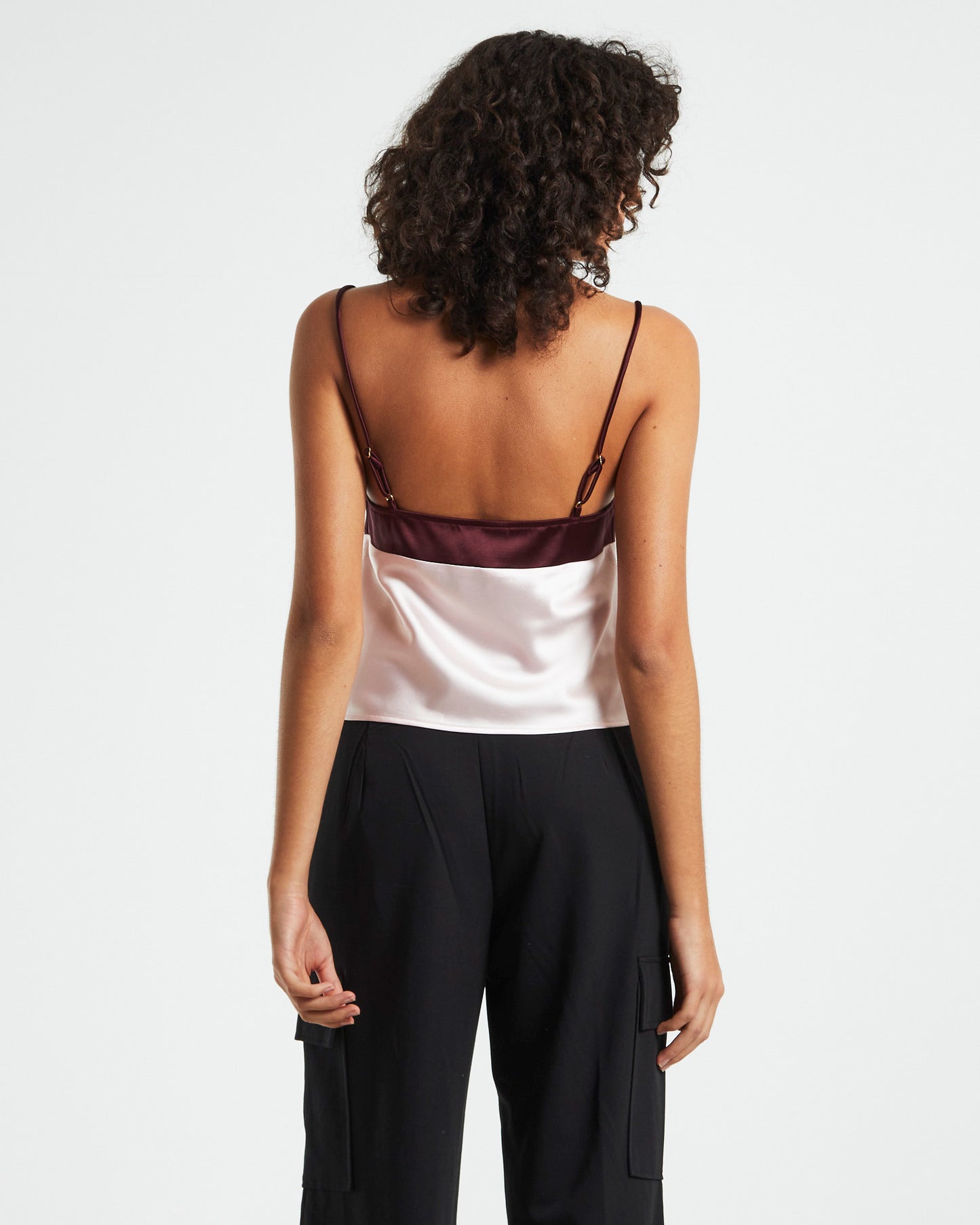 Amanda Colour Block Slip Top in Merlot Red