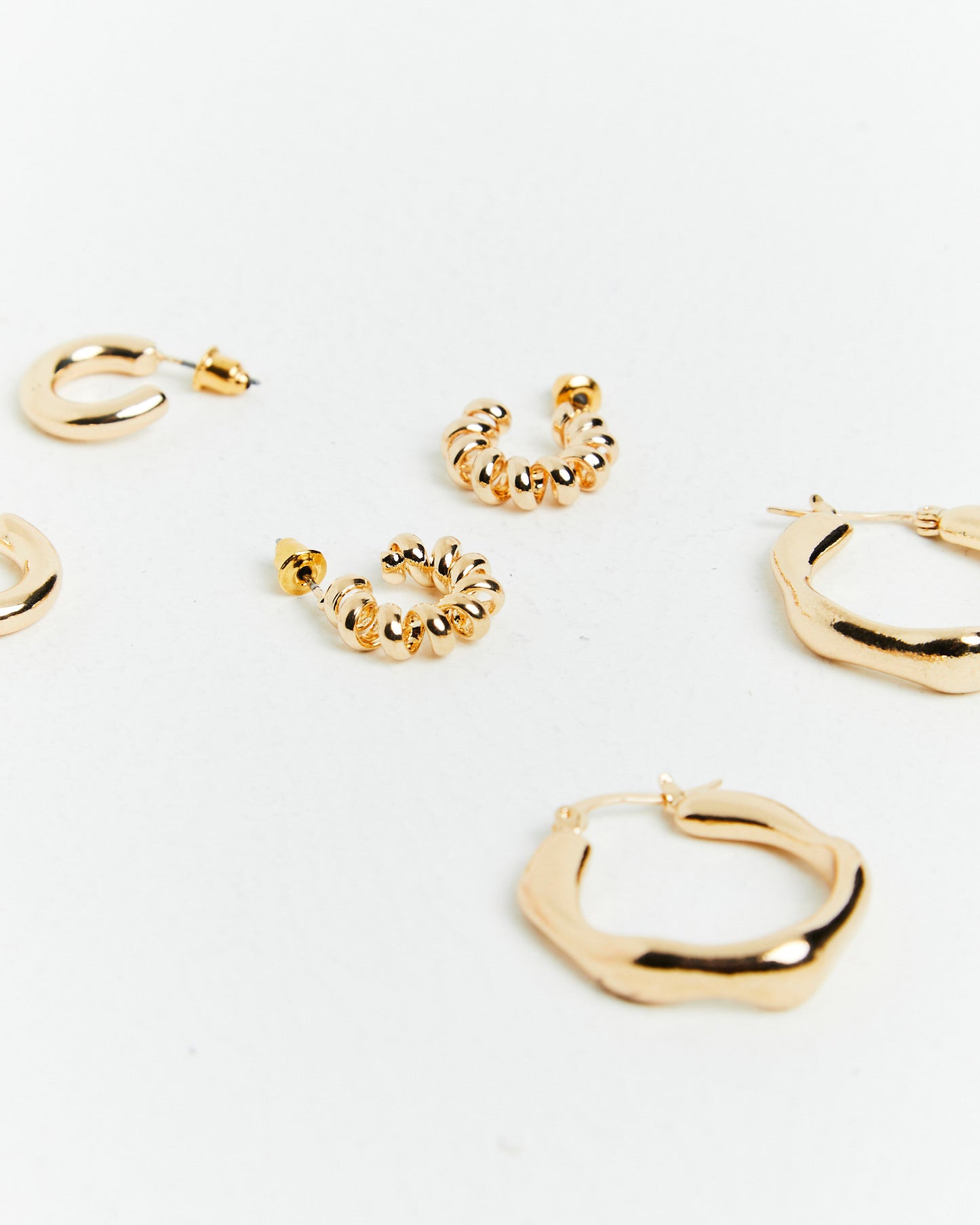 Aire Assorted Hoop Earrings Pack Gold