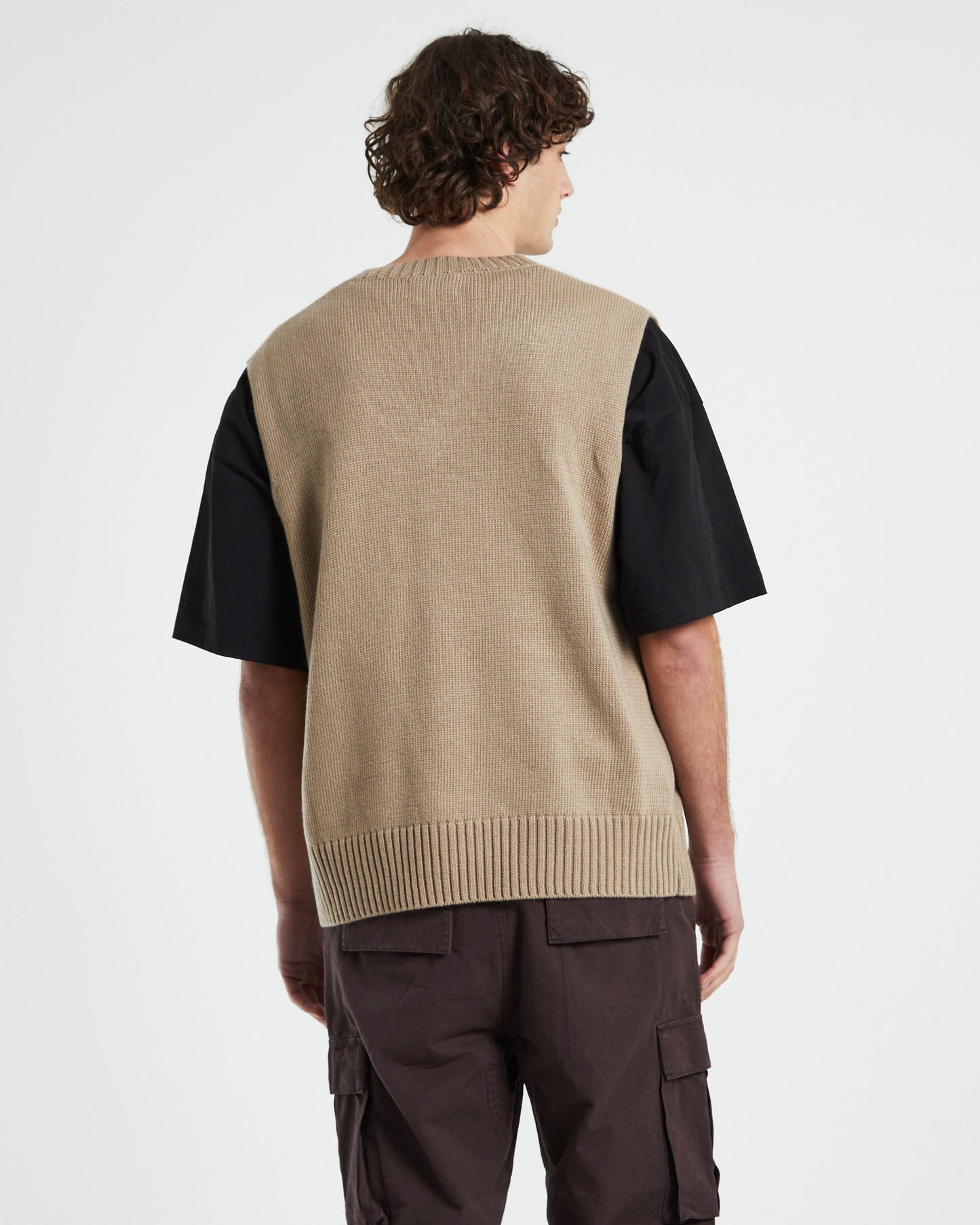 Sunday Box Knit Vest in Tan