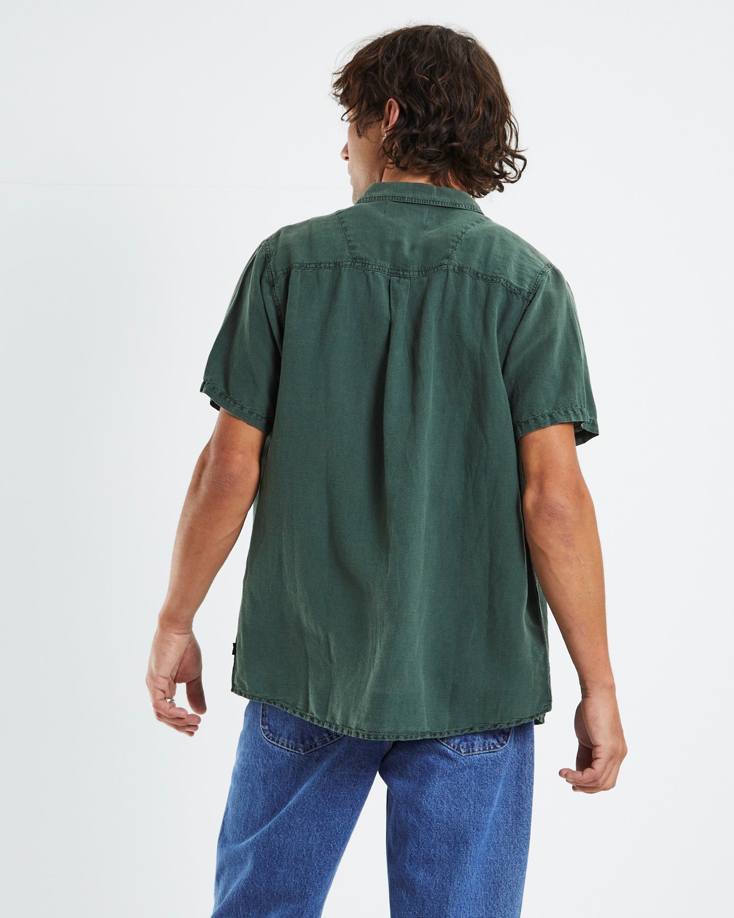 Men At Work Hemp Short Sleeve Shirt Thyme