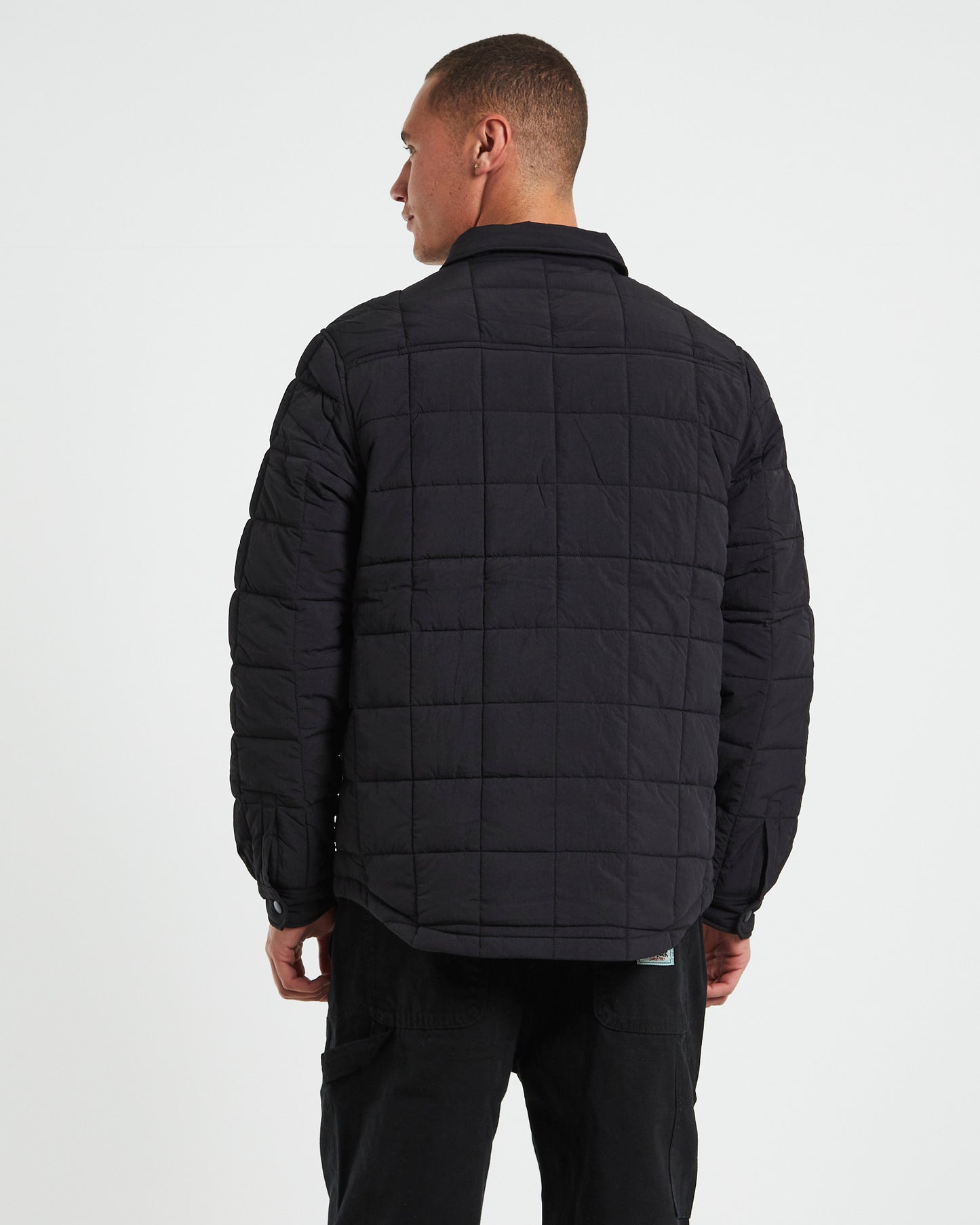 Quilted Fatigue Long Sleeve Shirt in Black