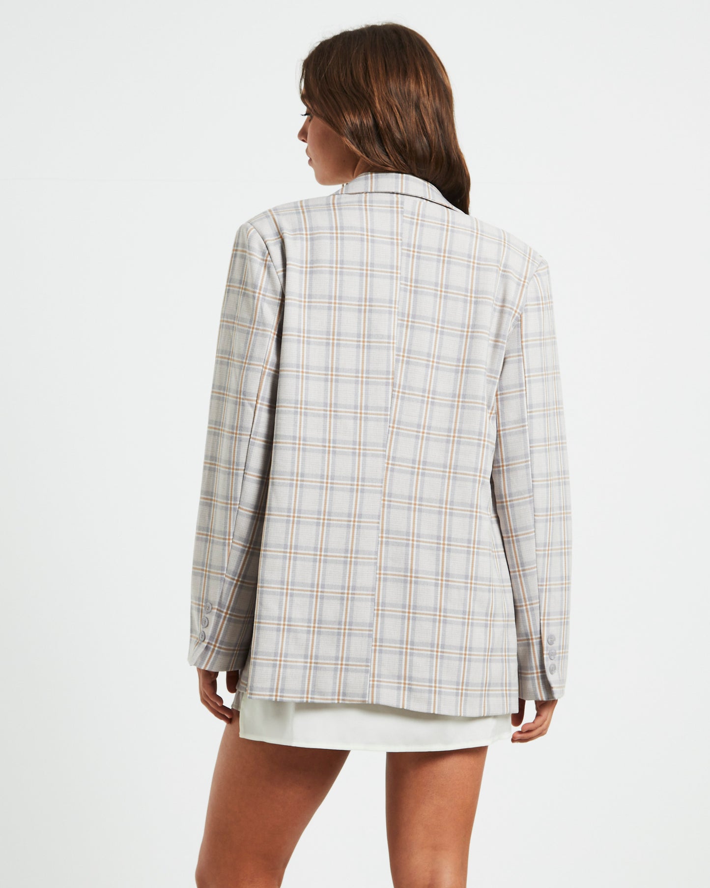 Lola Plaid Oversized Blazer in Check
