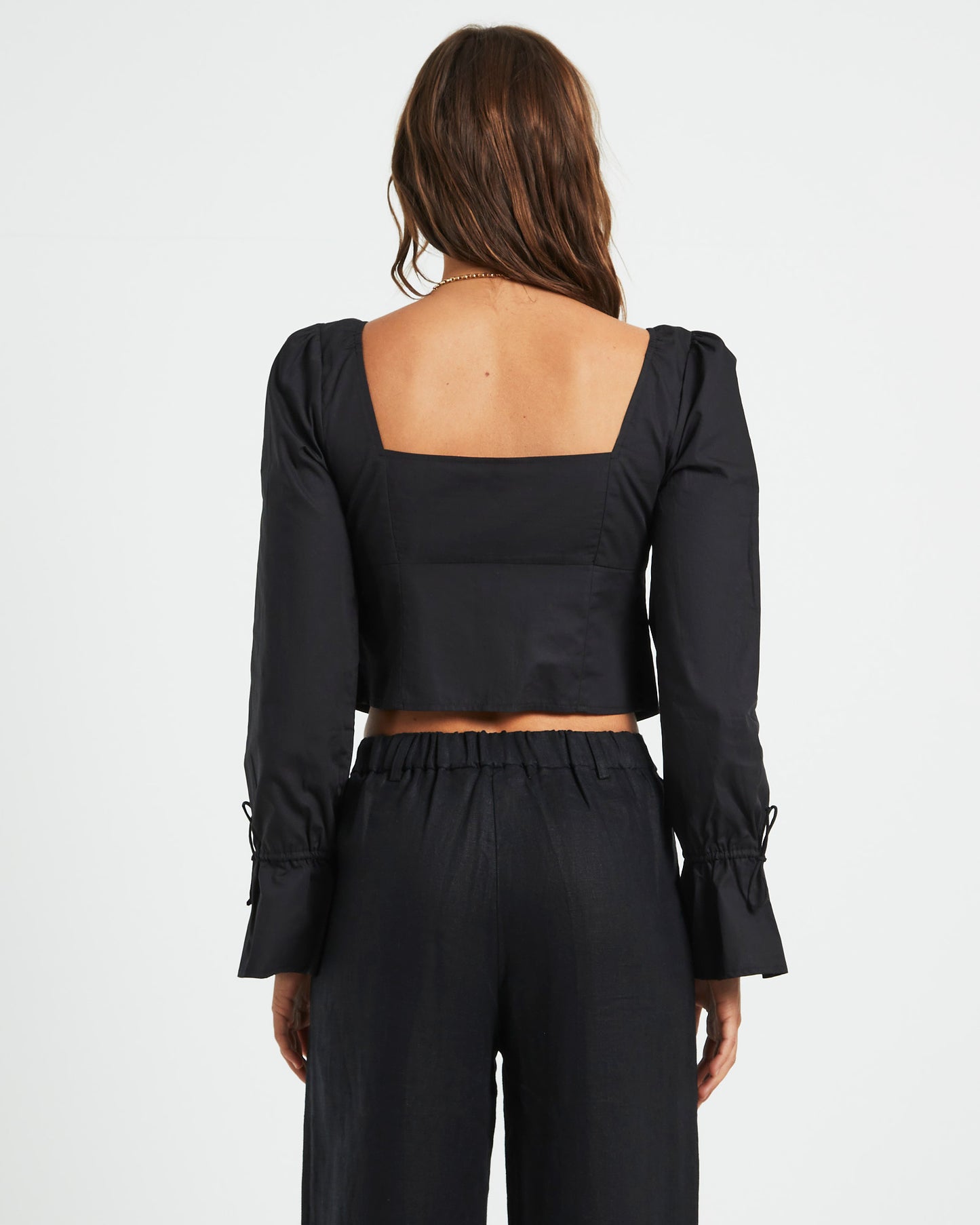 Bree Poplin Button Shirt in Black