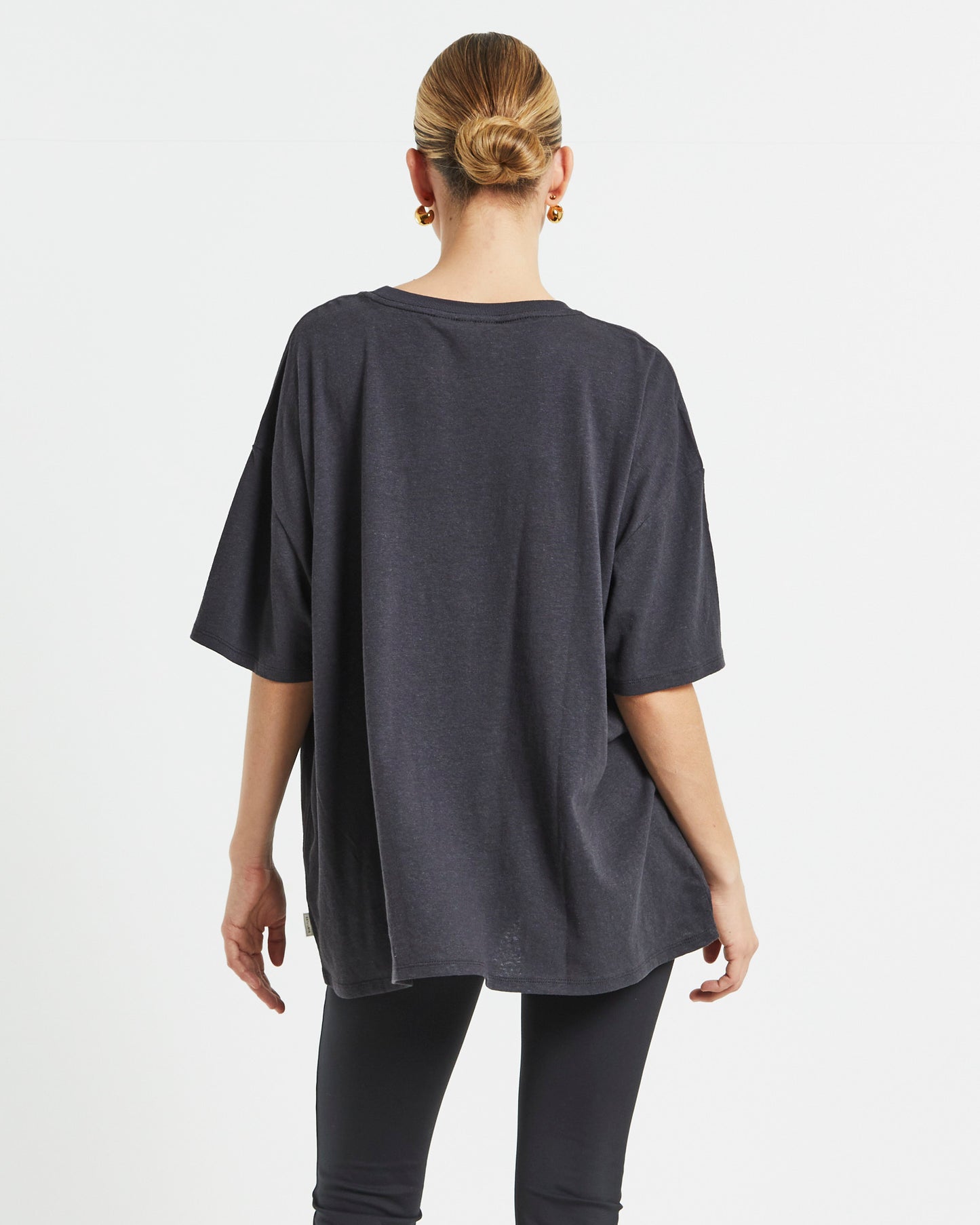 State Linen Oversized Short Sleeve T-Shirt in Charcoal