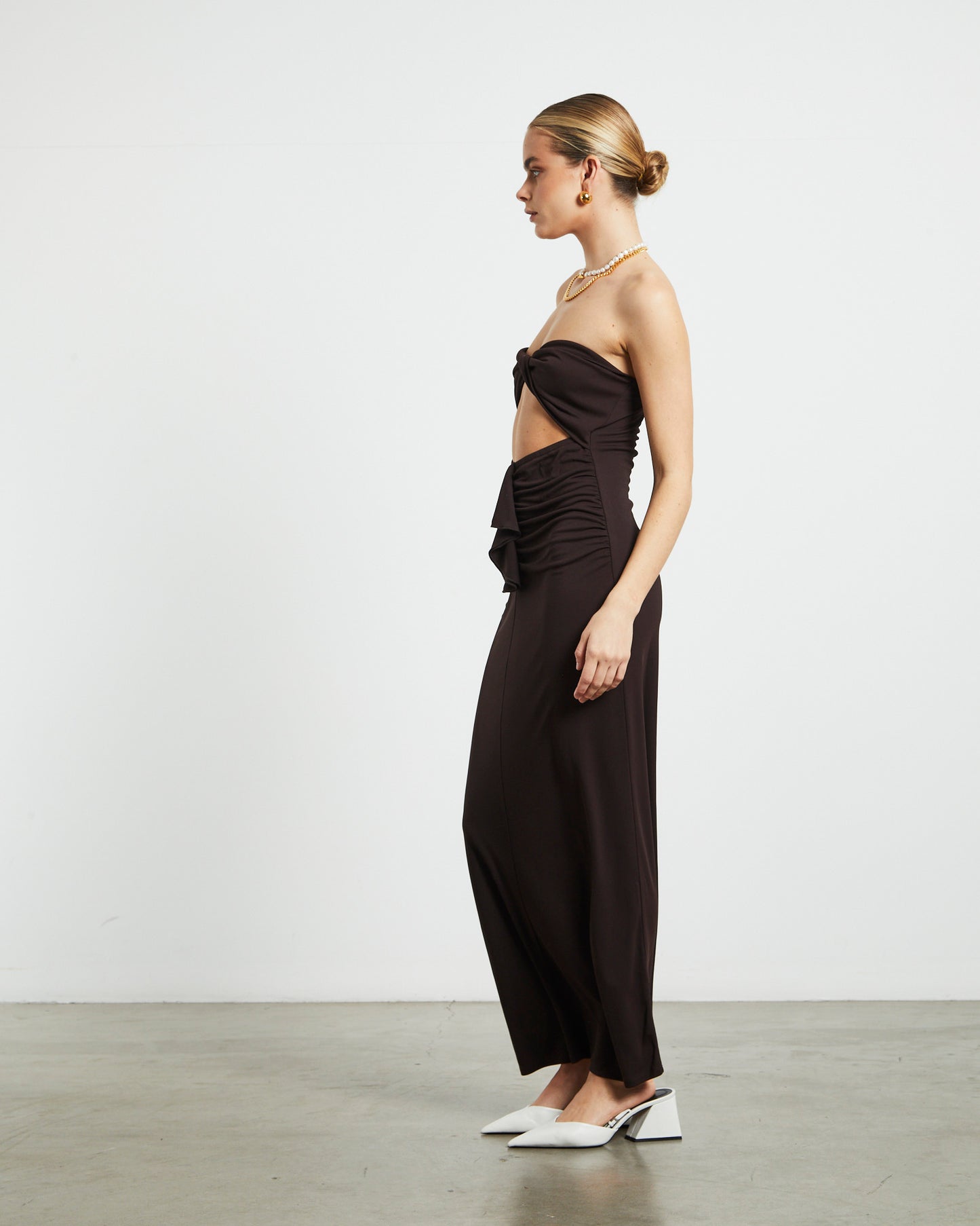 Aria Cut Out Tube Dress in Dark Chocolate