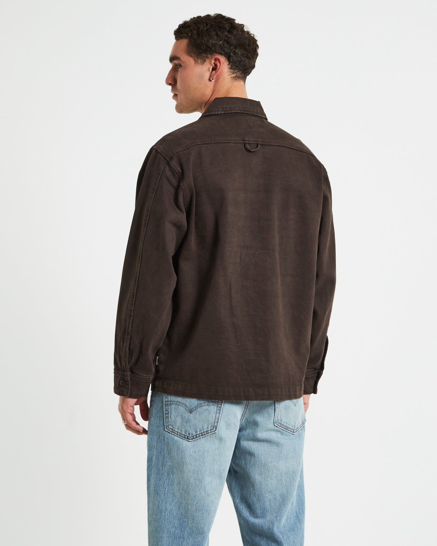 Windsor Twill Long Sleeve Overshirt in Umber Brown