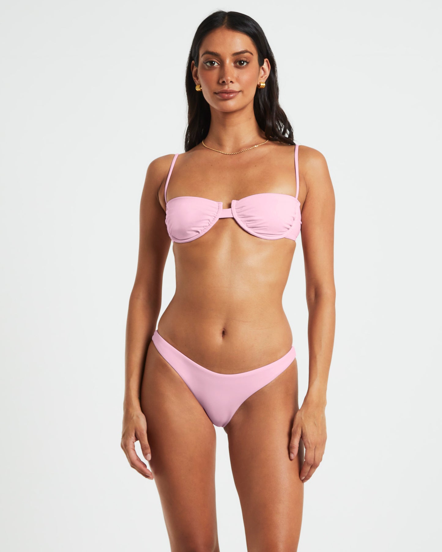 Skinny Strap Underwire Top in Baby Pink