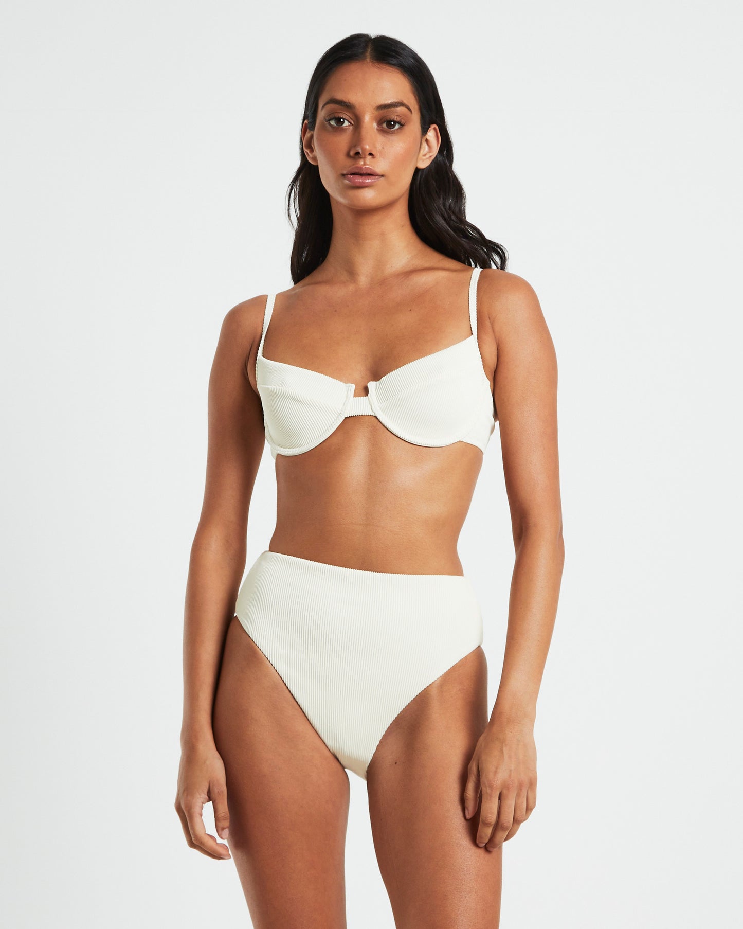Rib Cut Out Underwire Bikini Top Bikini Top