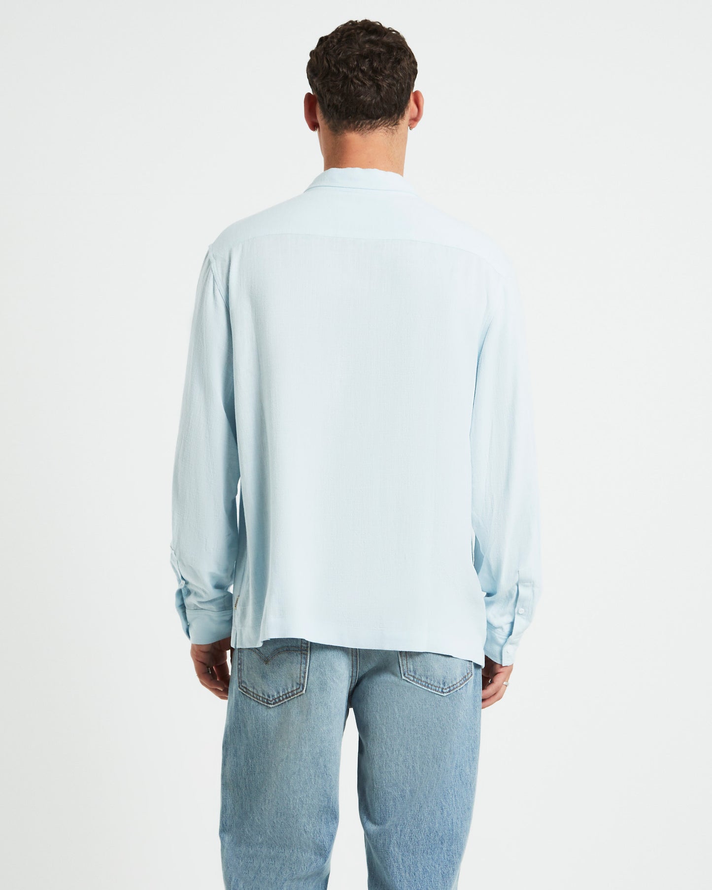 Harrison Linen Long Sleeve Shirt in Sky Blue
