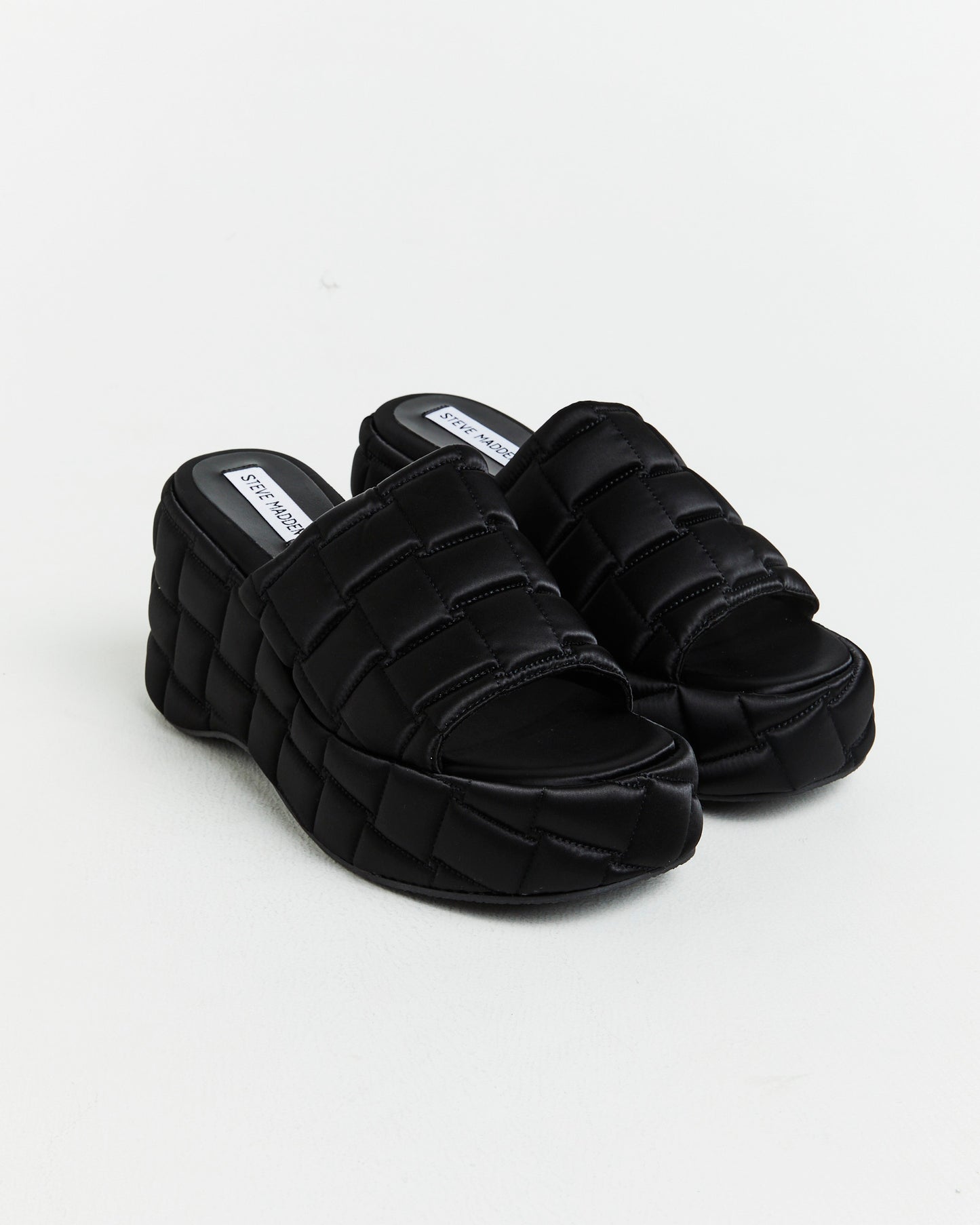 LA VOOM Satin Sandals in Black