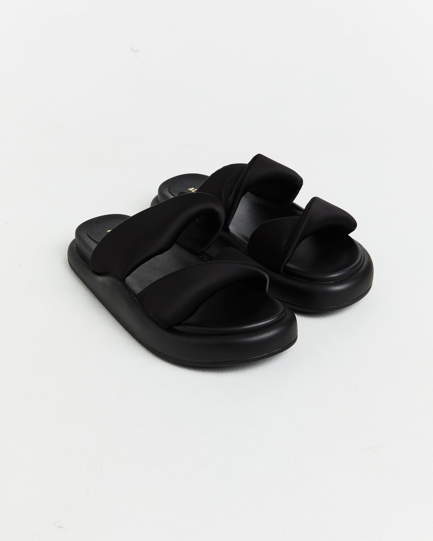 Therese Satin Slides in Black