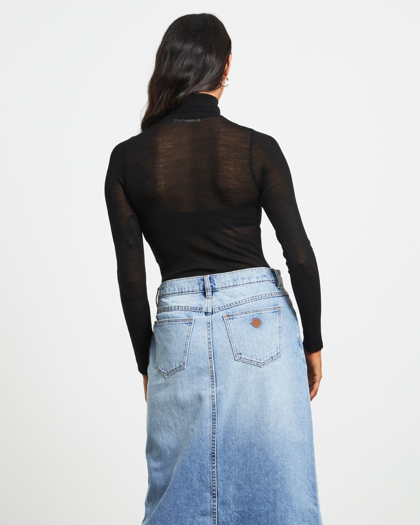 Turtle Neck Long Sleeve Top in Black