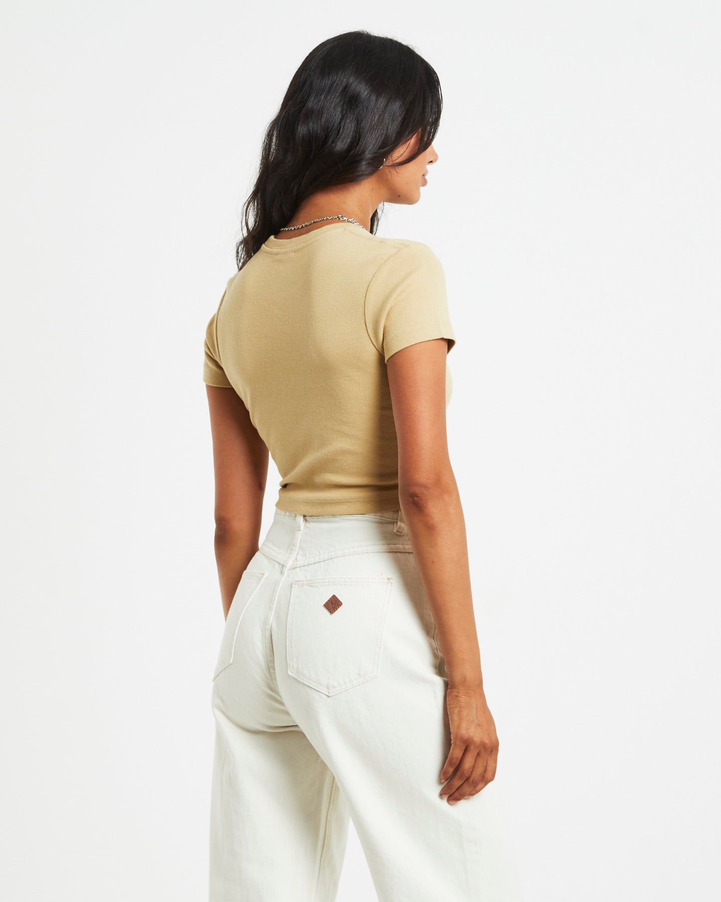 Dillon Abbie Recycled Cropped Tee in Natural