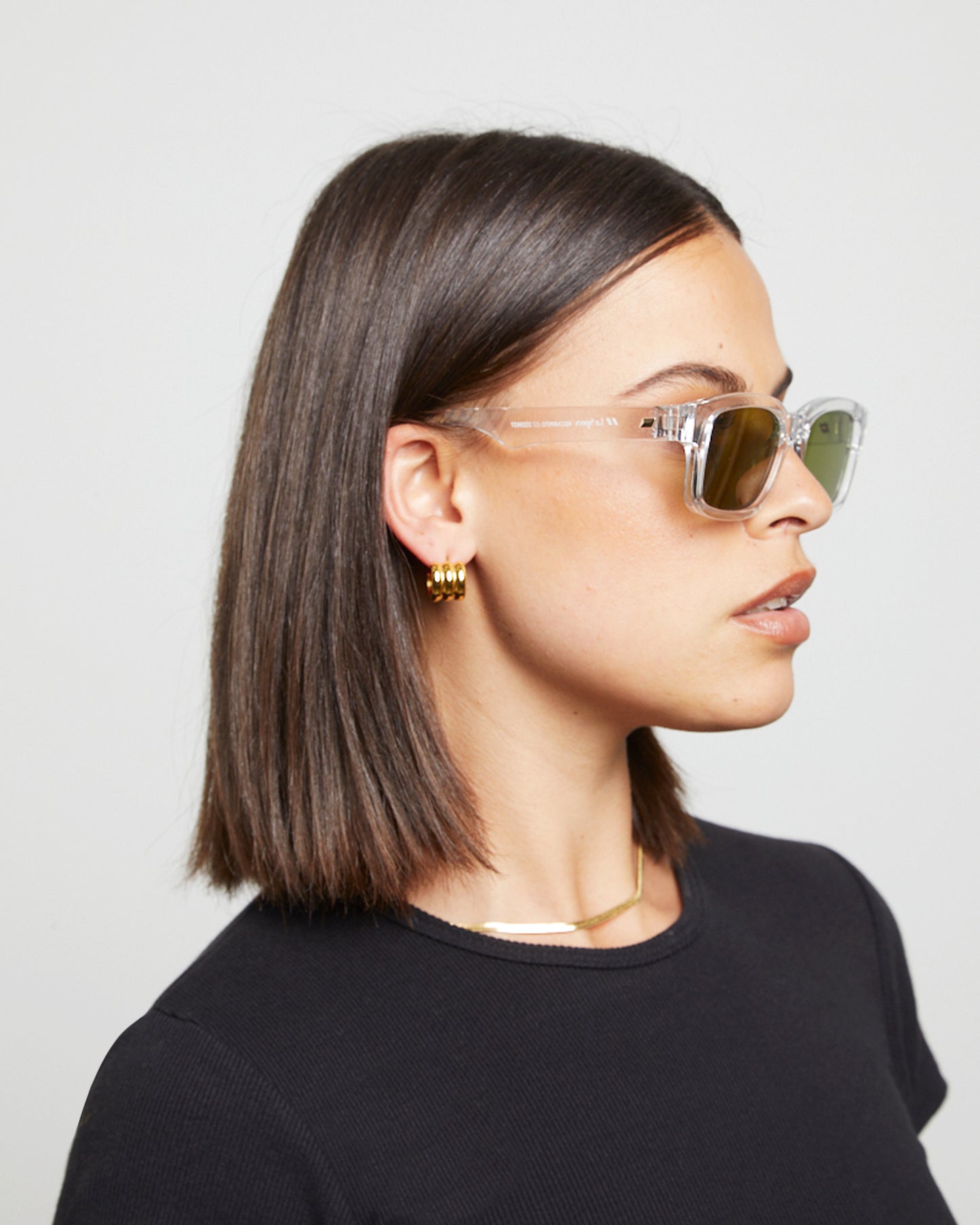 Le Sustain Recarmito Sunglasses in Crystal Clear Moss