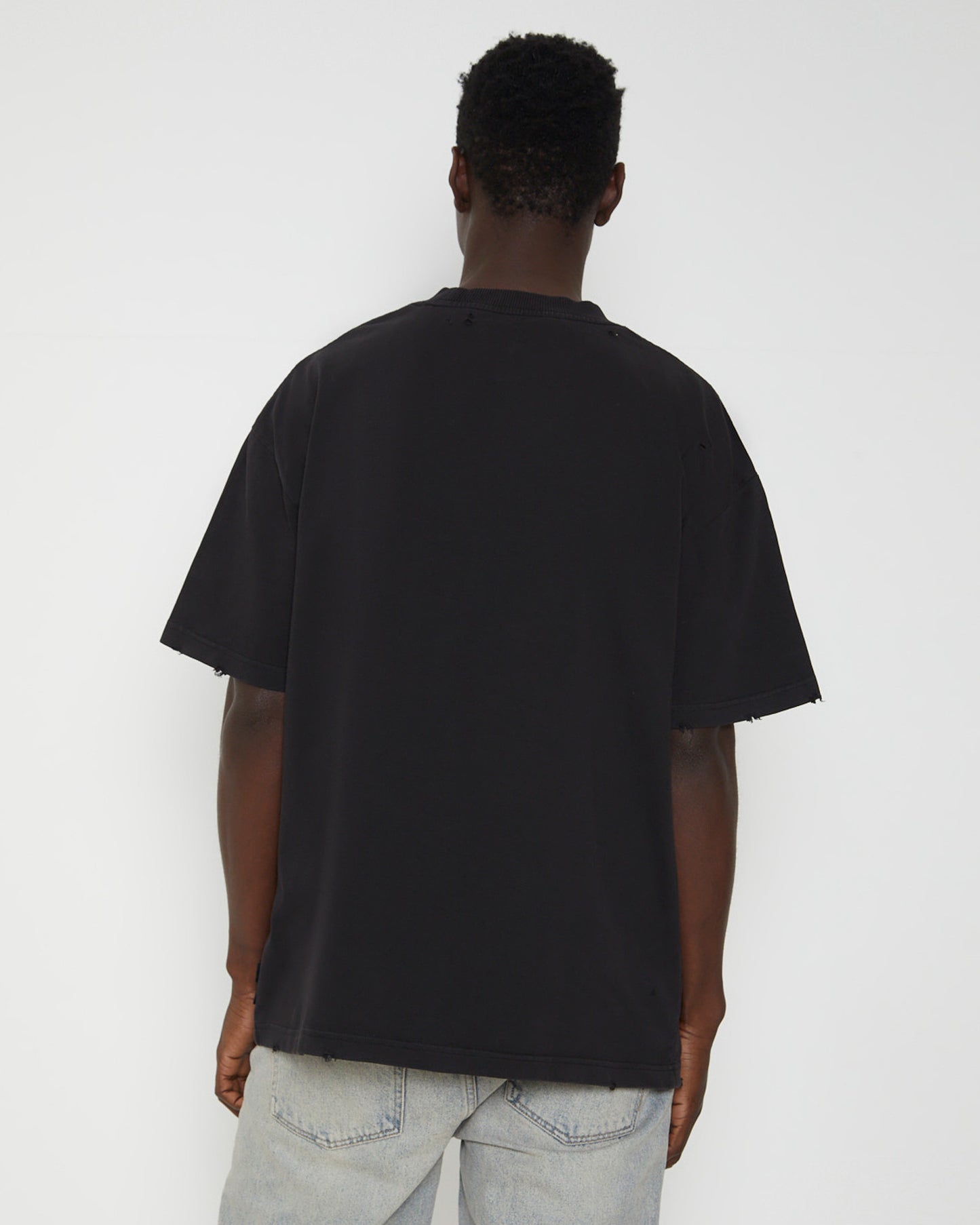 Distressed Logo Short Sleeve T-Shirt in Black
