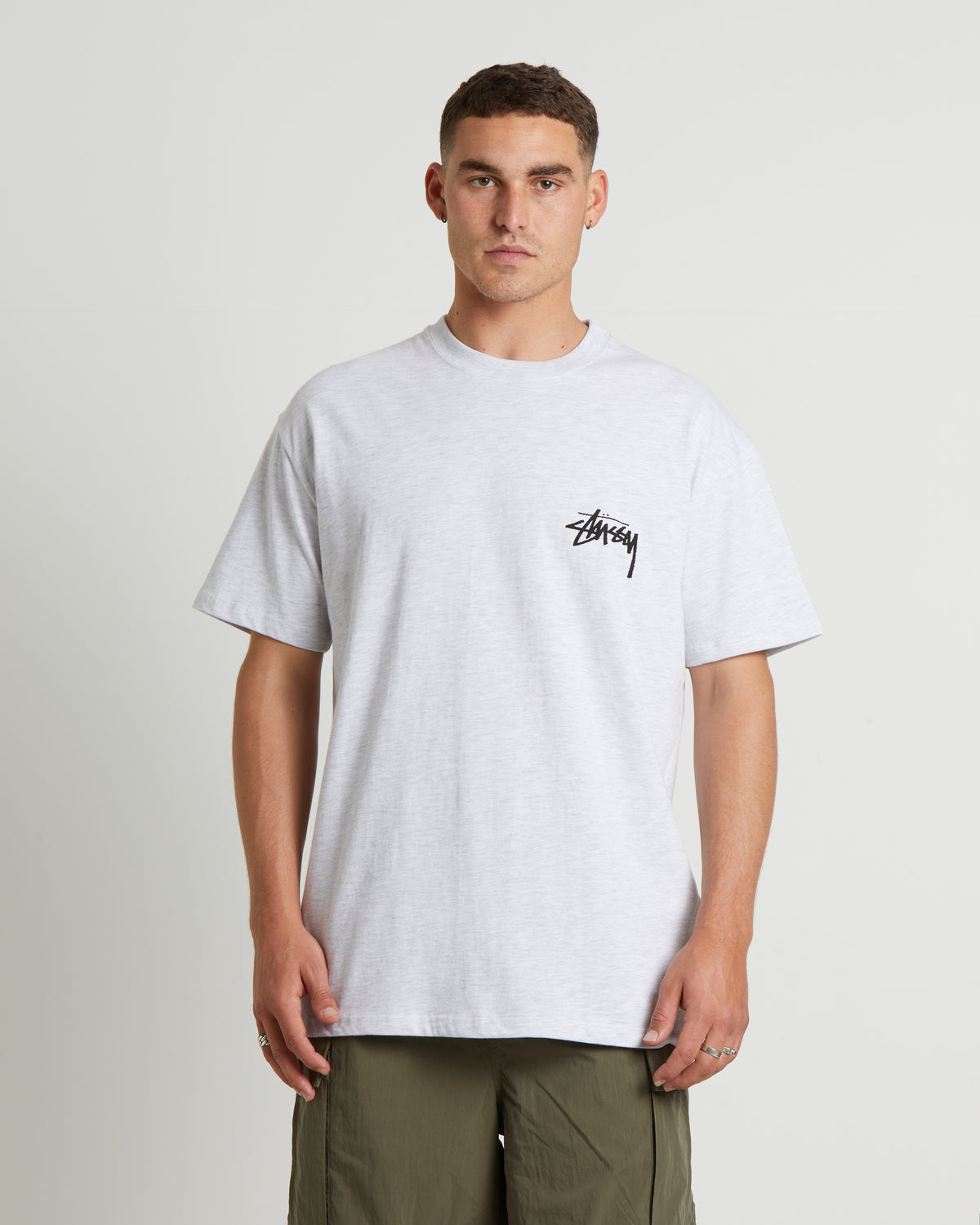 Fuzzy Dice Heavyweight Short Sleeve T-Shirt in Snow Marle Grey SNOW MARLE