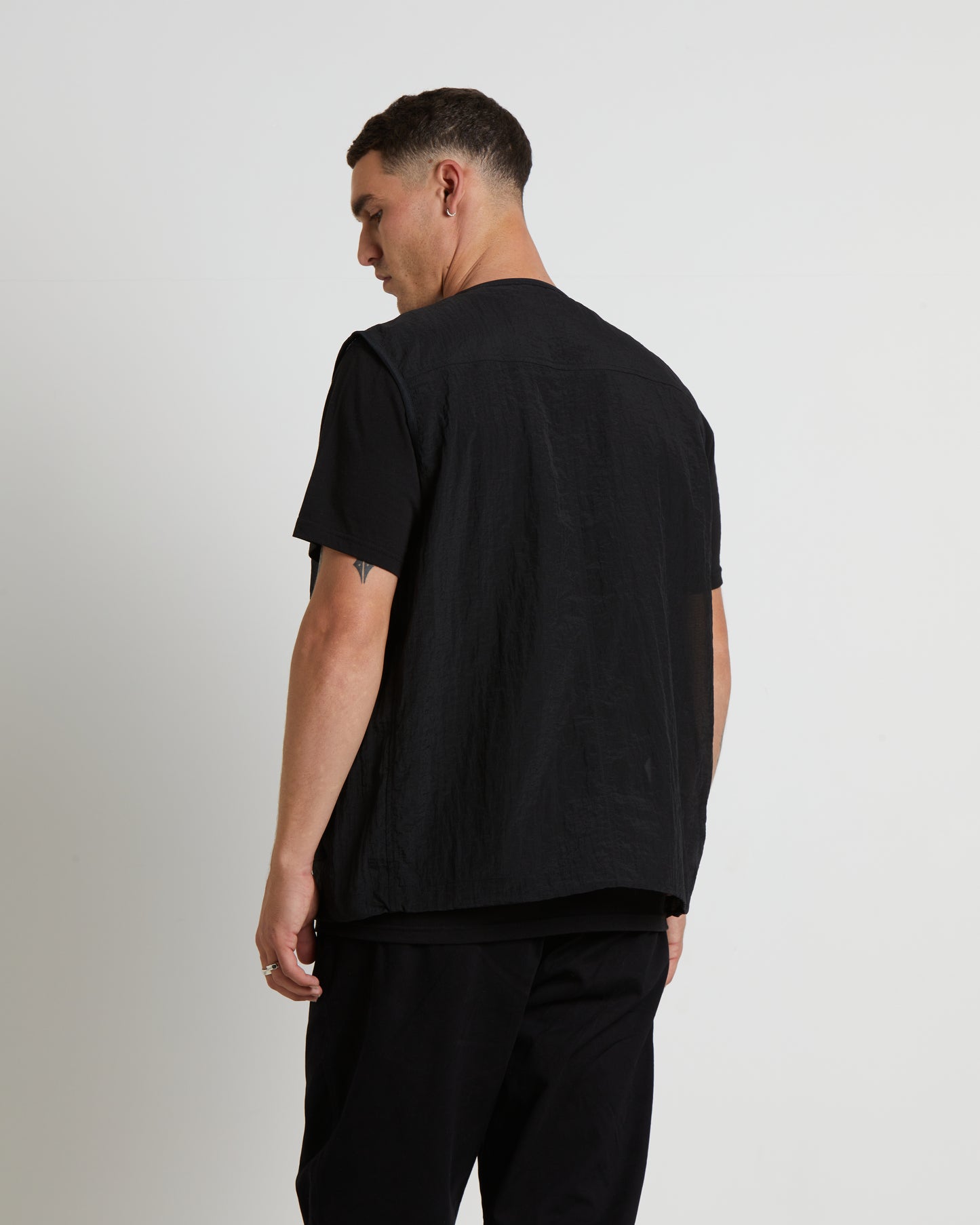 Mesh Ripstop Utility Vest in Black