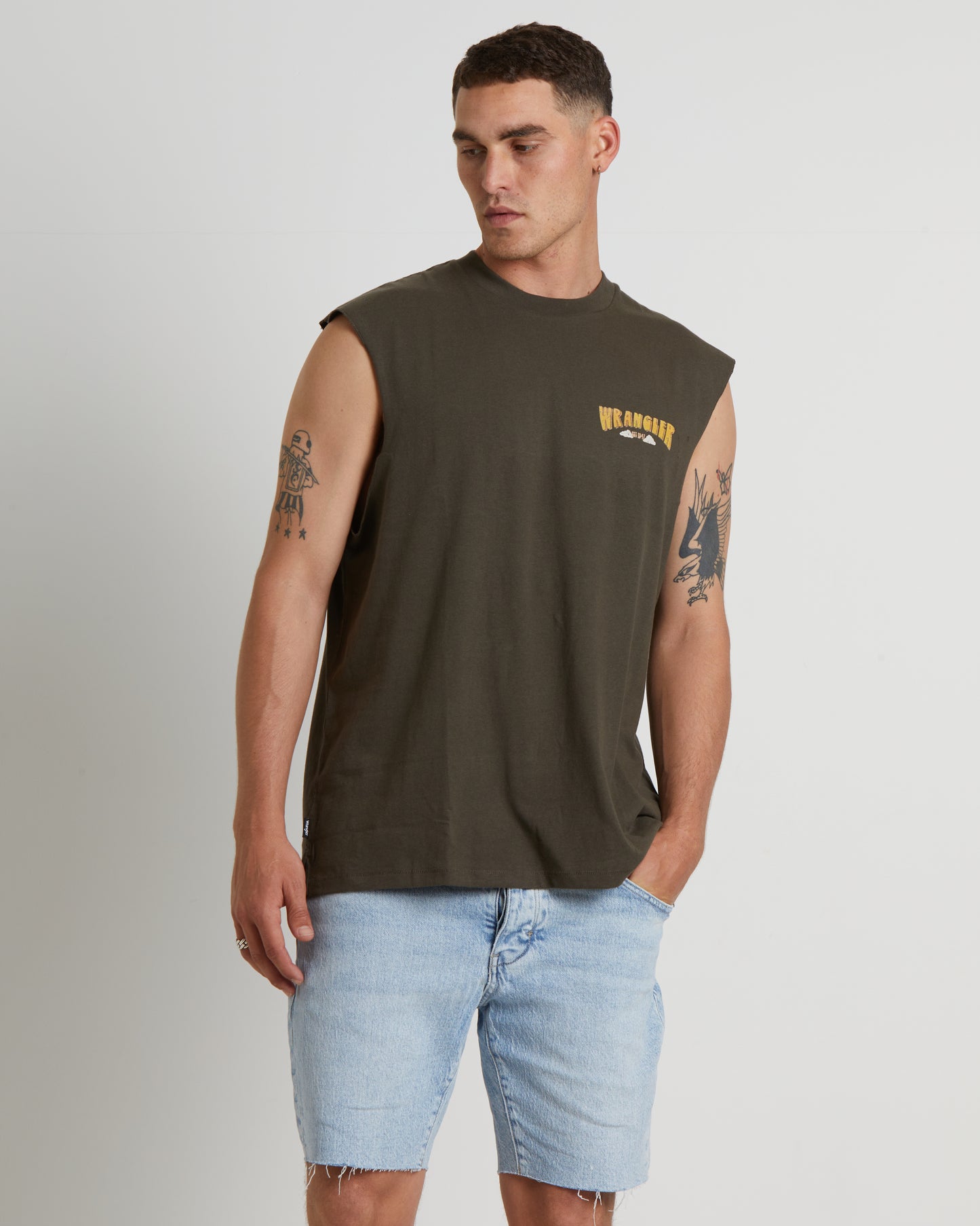 Wings Muscle Tee in Dark Slate Green