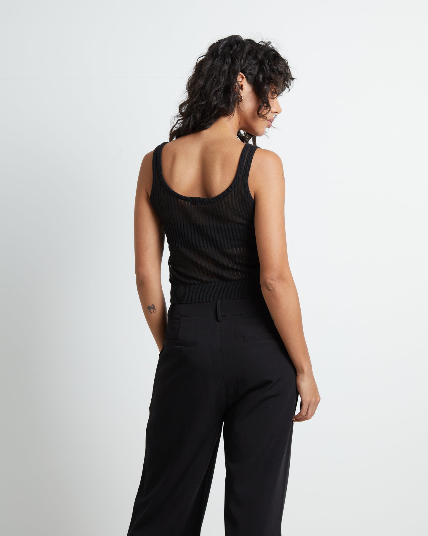 Zia Fine Knit Tank Top in Black